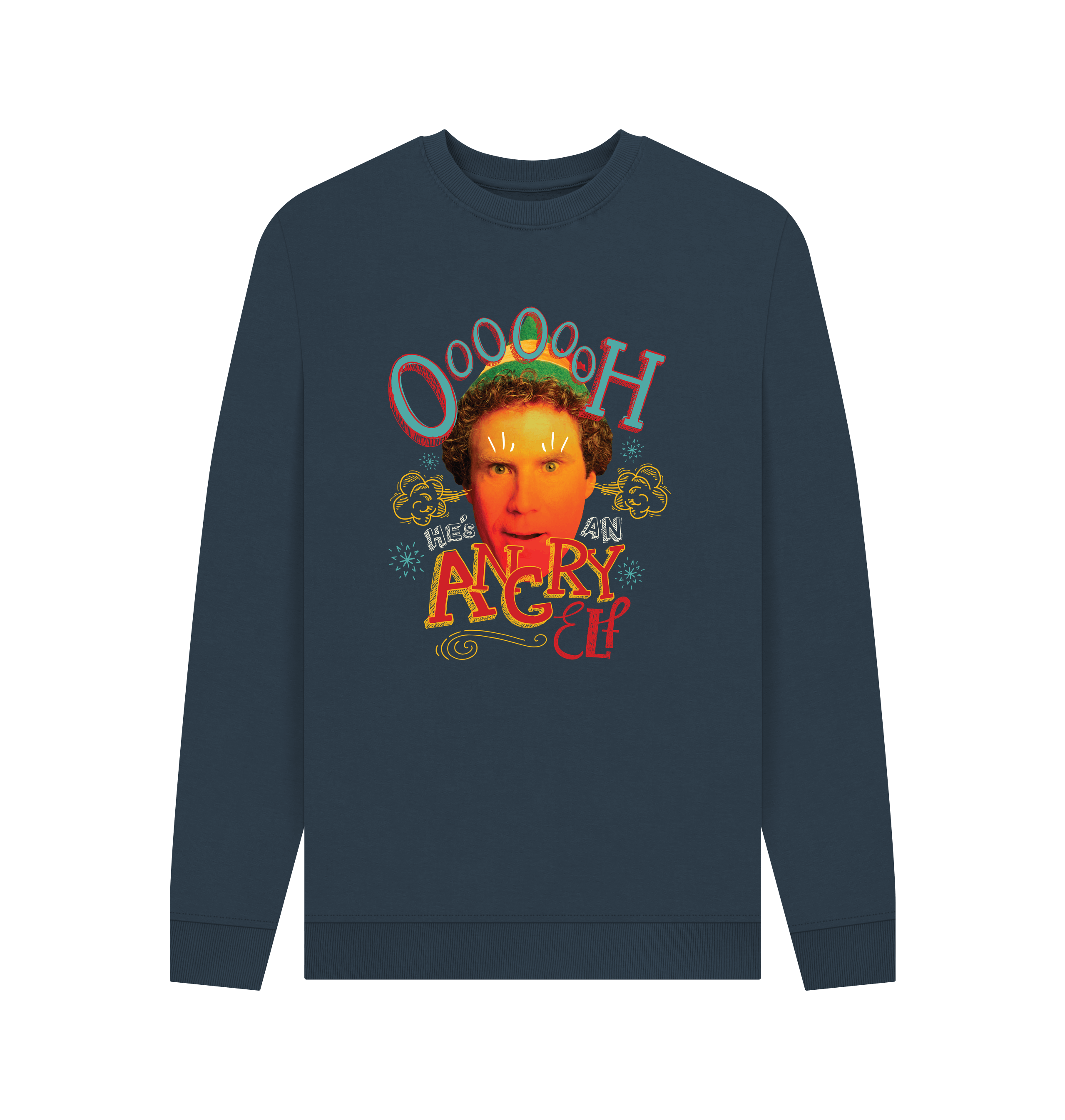 Navy Blue Printed Sweater Front