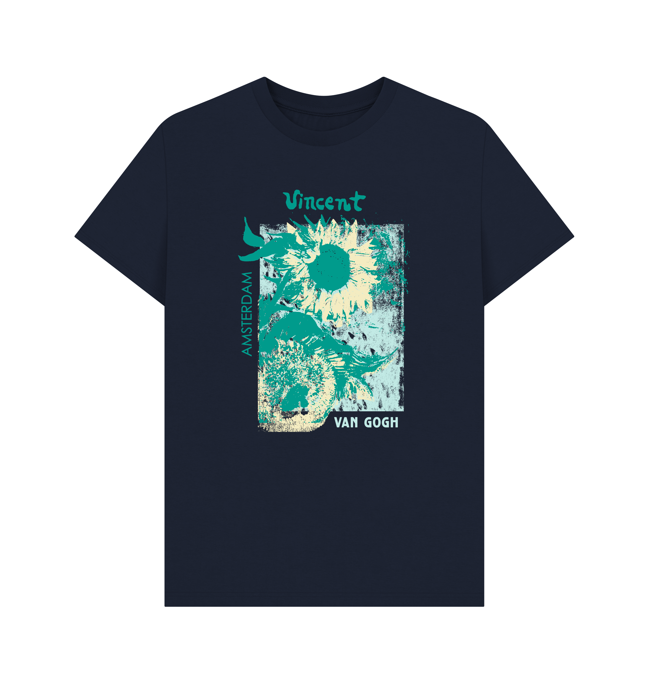 Navy Blue Printed T-shirt Front