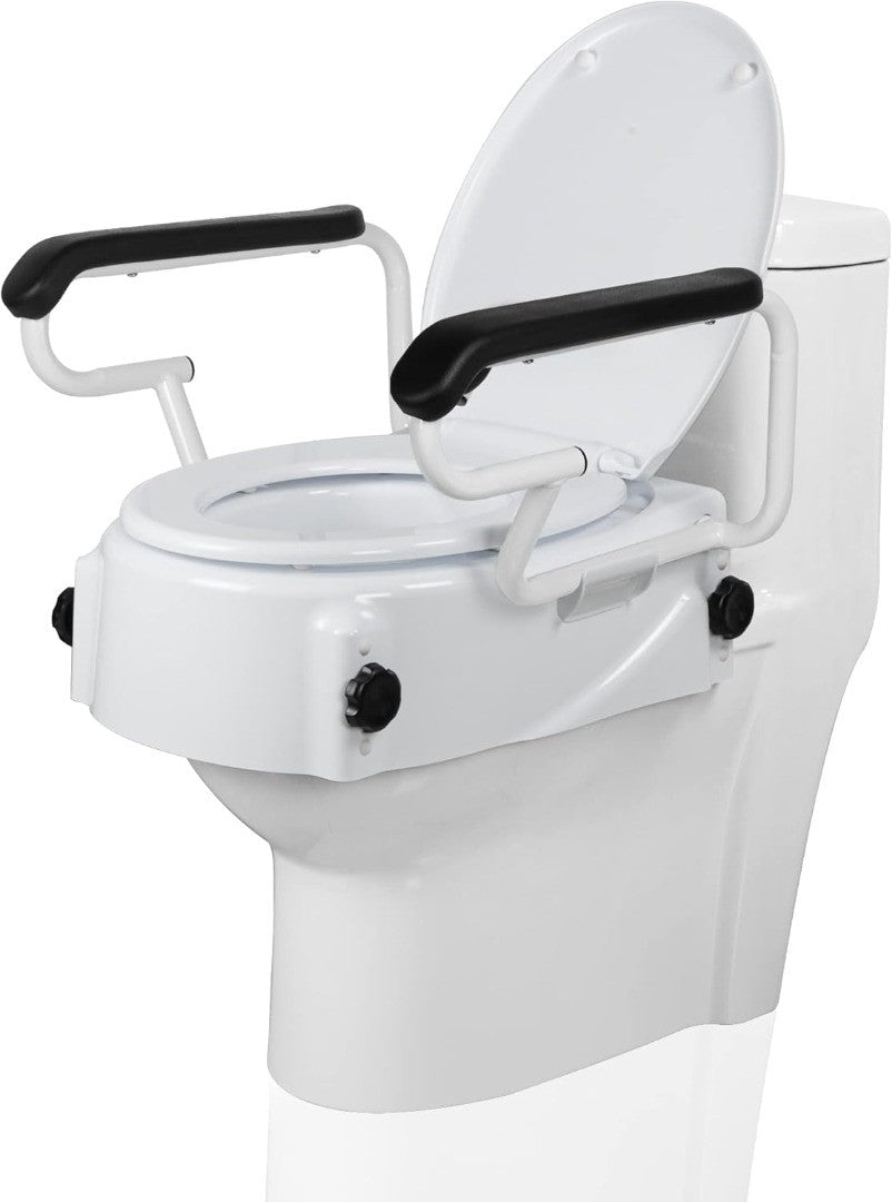 Raised toilet deals seat with arms