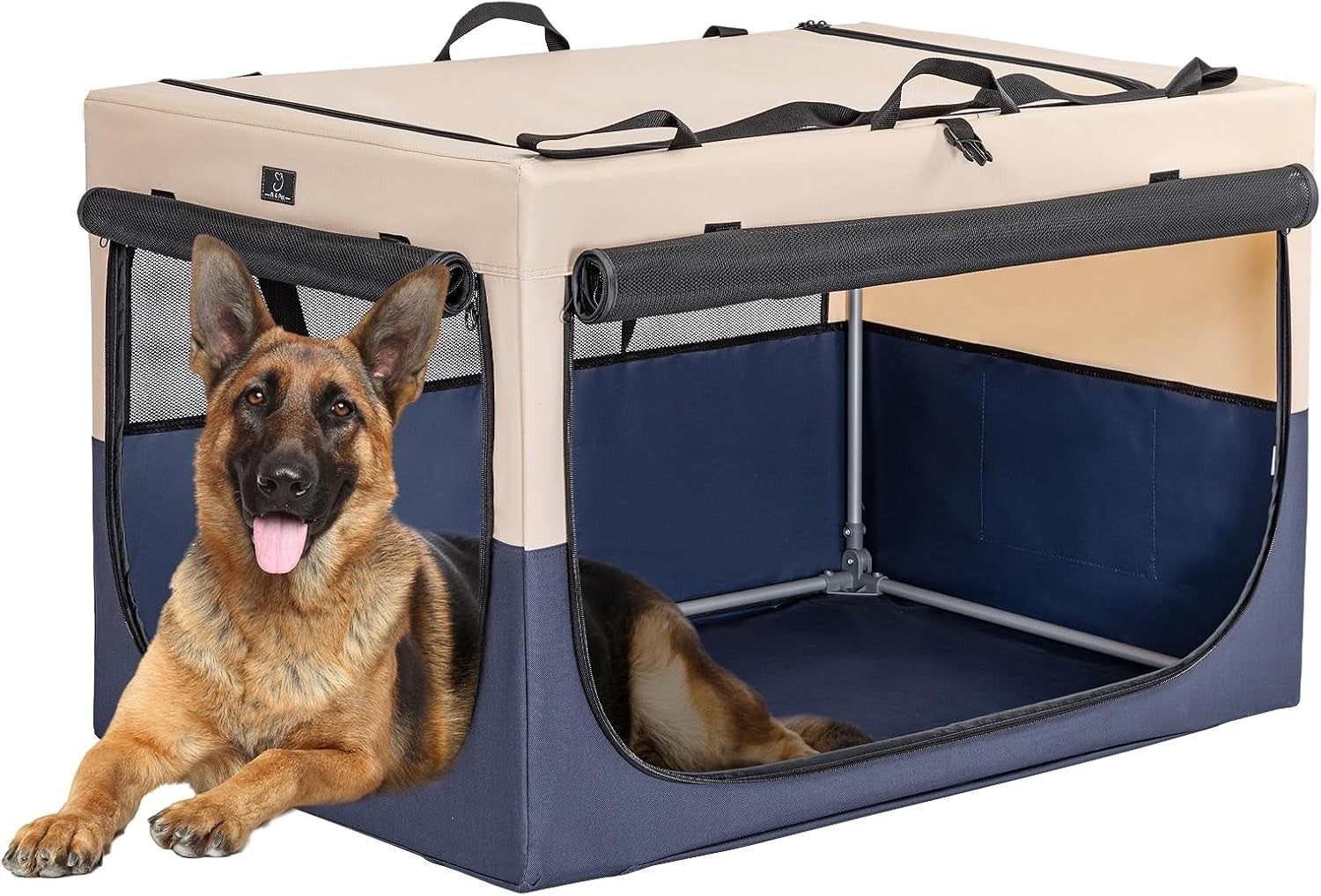 Image showcasing Extra Large Dog Crate 40in Folding Soft Travel Kennel Blue