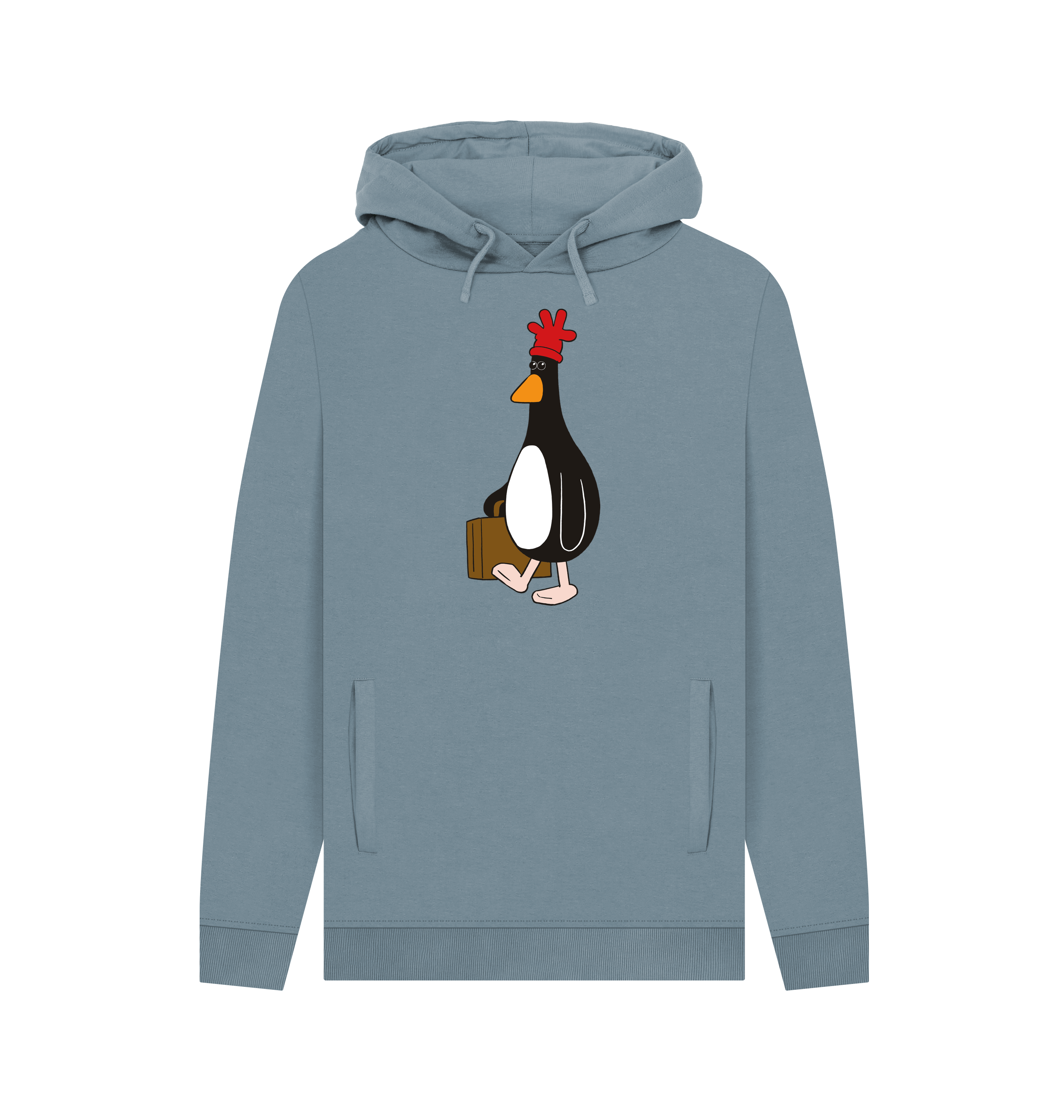 Stone Blue Printed Hoody Front