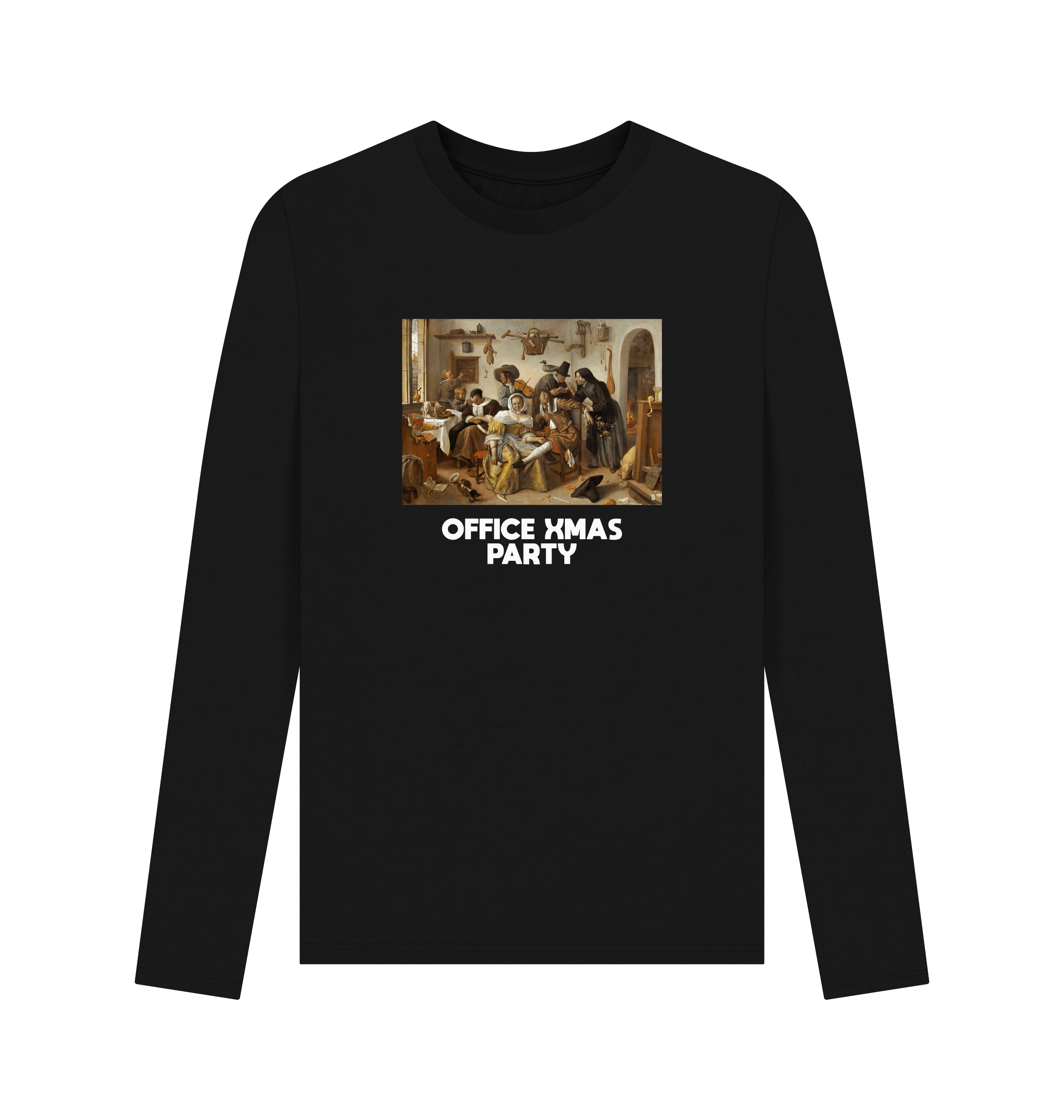 Black Printed Long Sleeve T Shirt Front