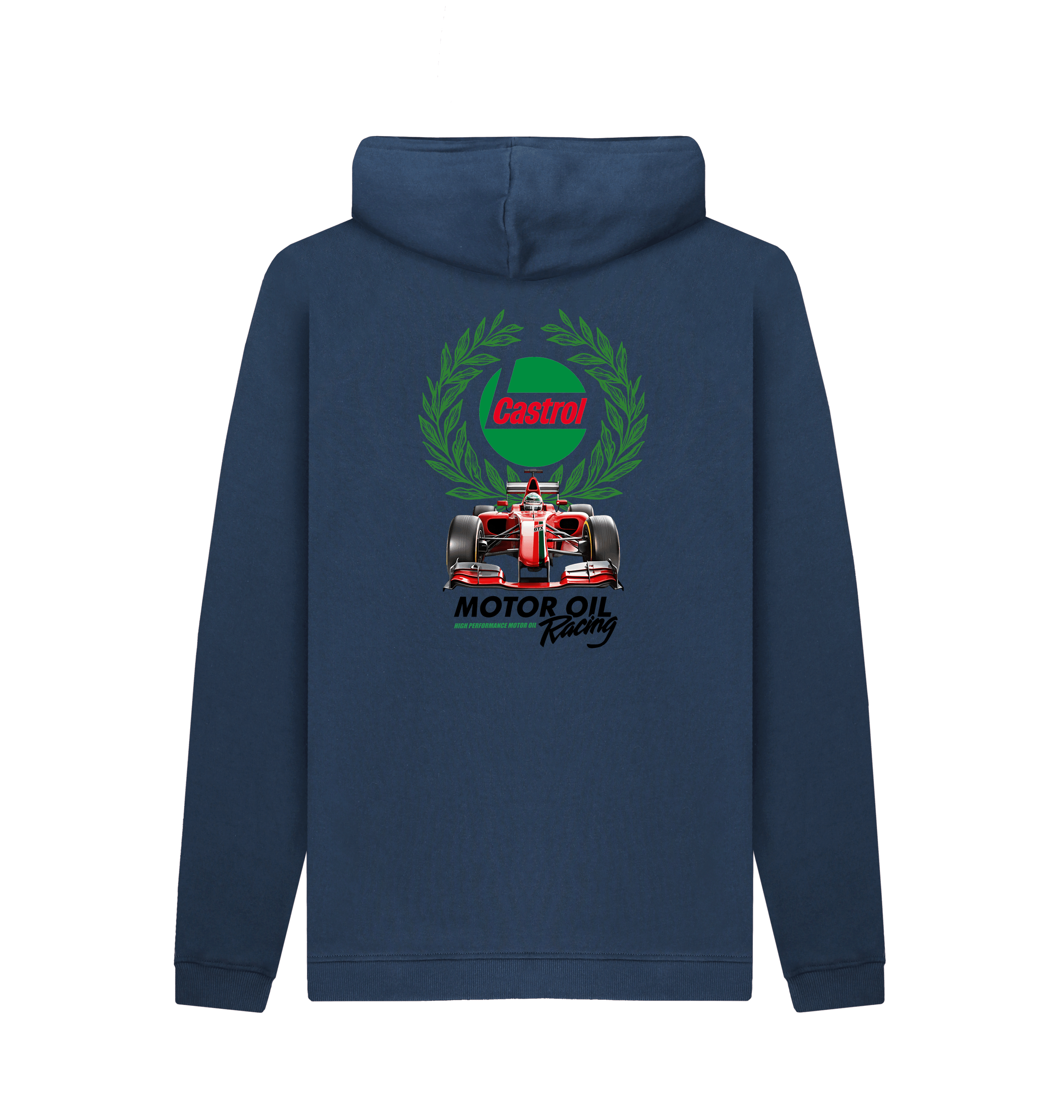 Navy Printed Hoody Back