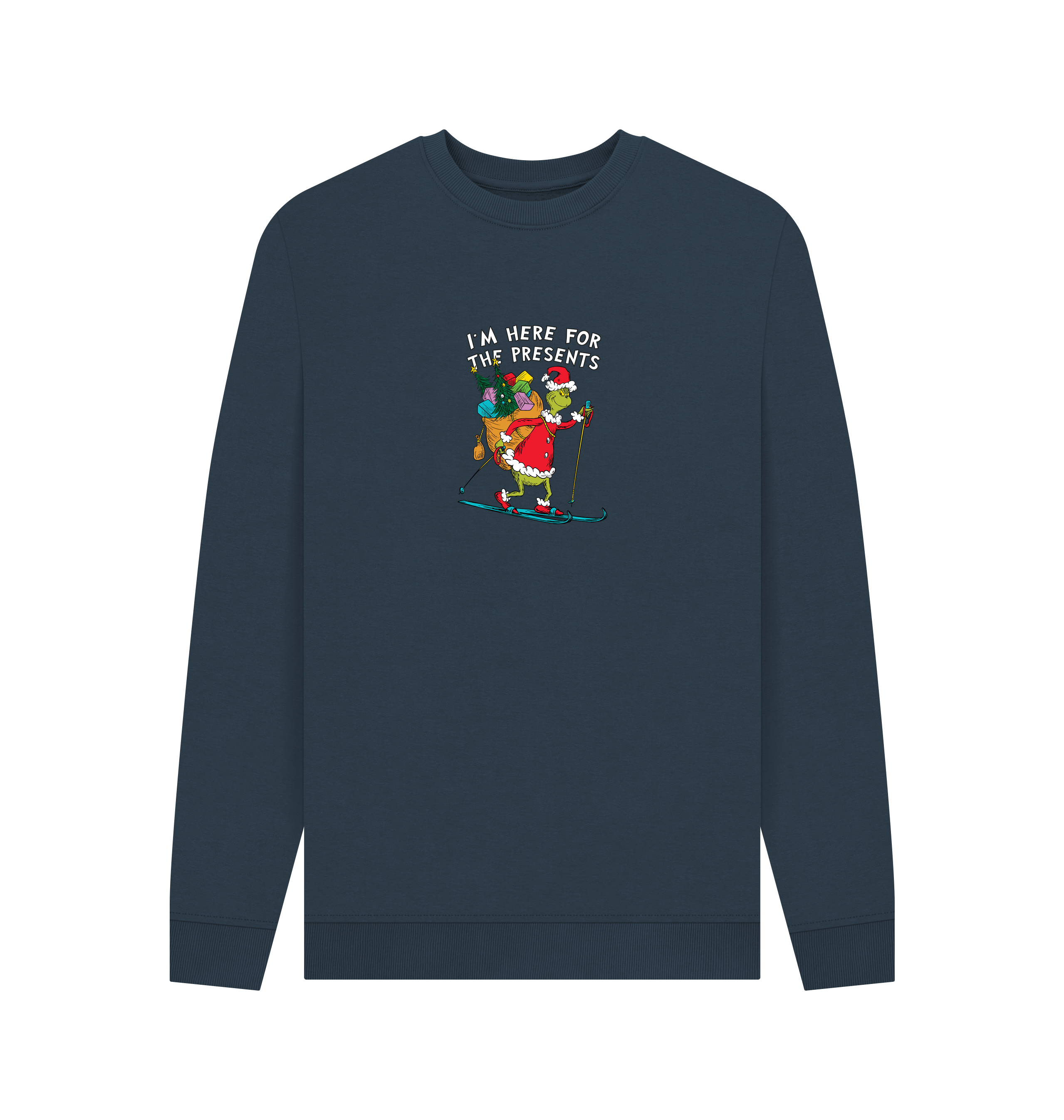 Navy Blue Printed Sweater Front