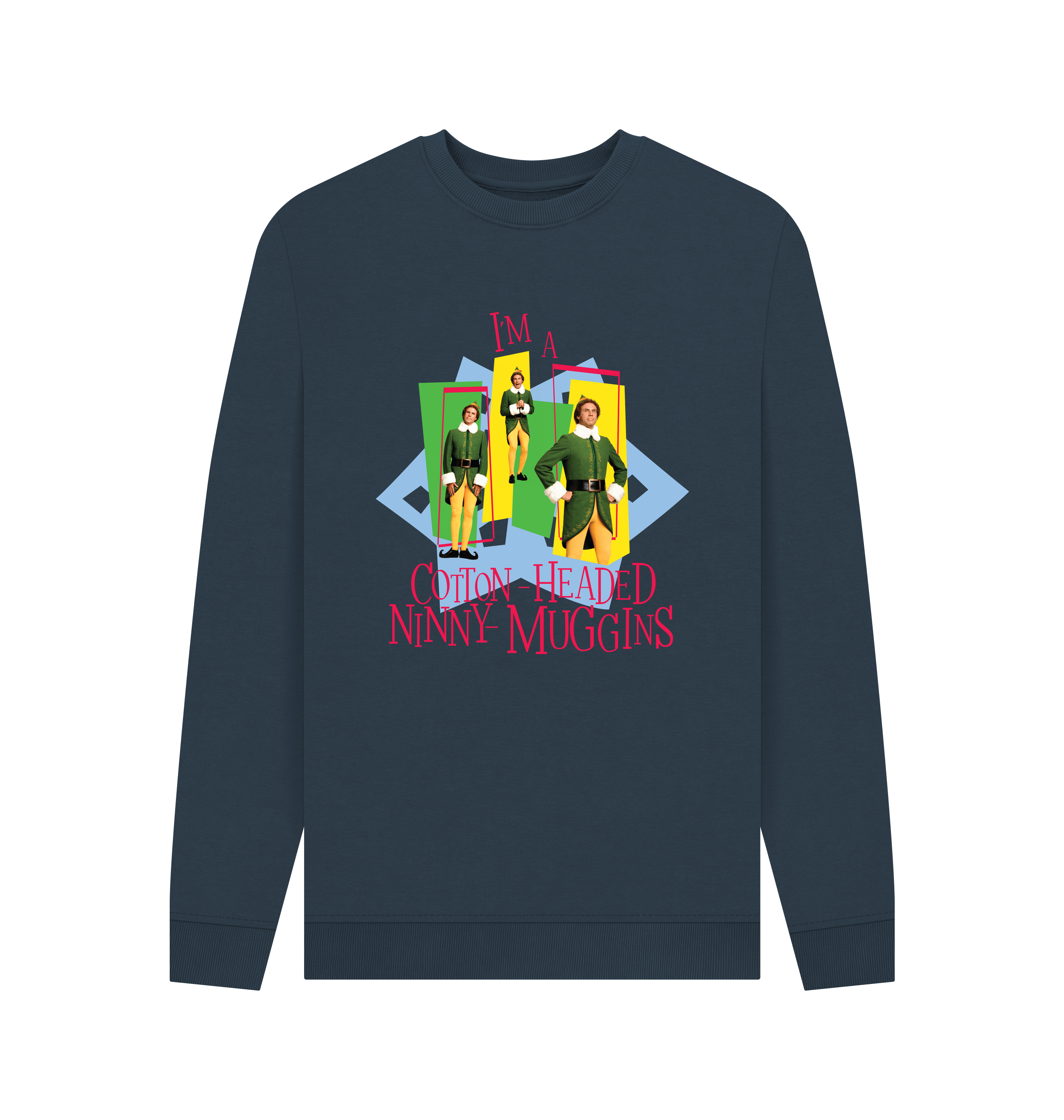 Navy Blue Printed Sweater Front