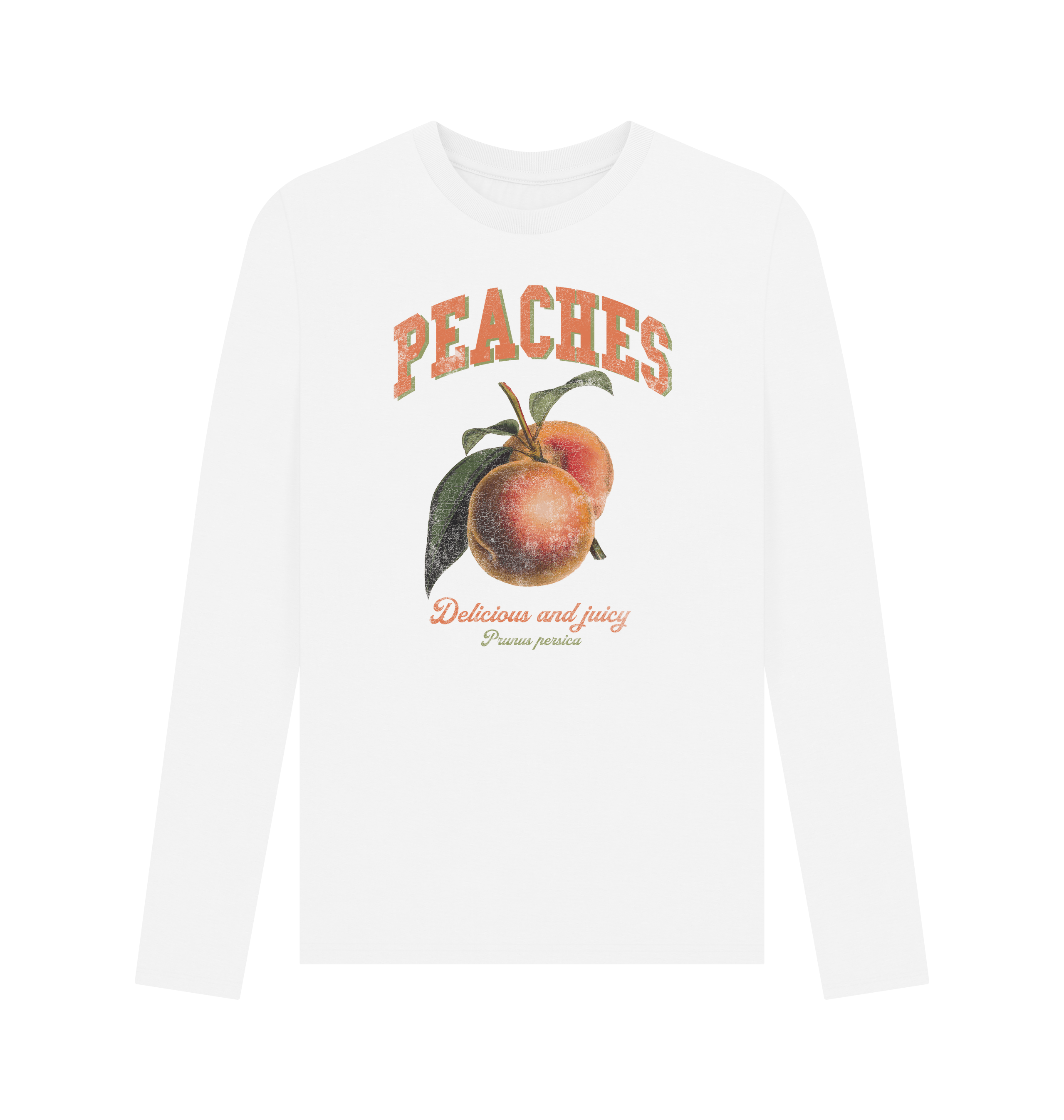 White Printed Long Sleeve T Shirt Front