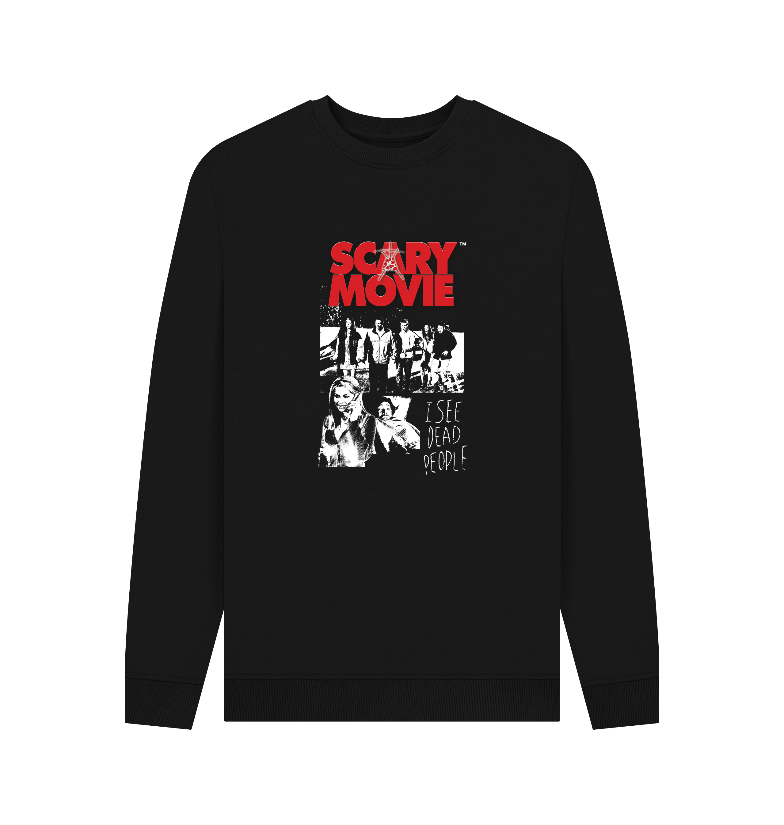 Black Printed Sweater Front