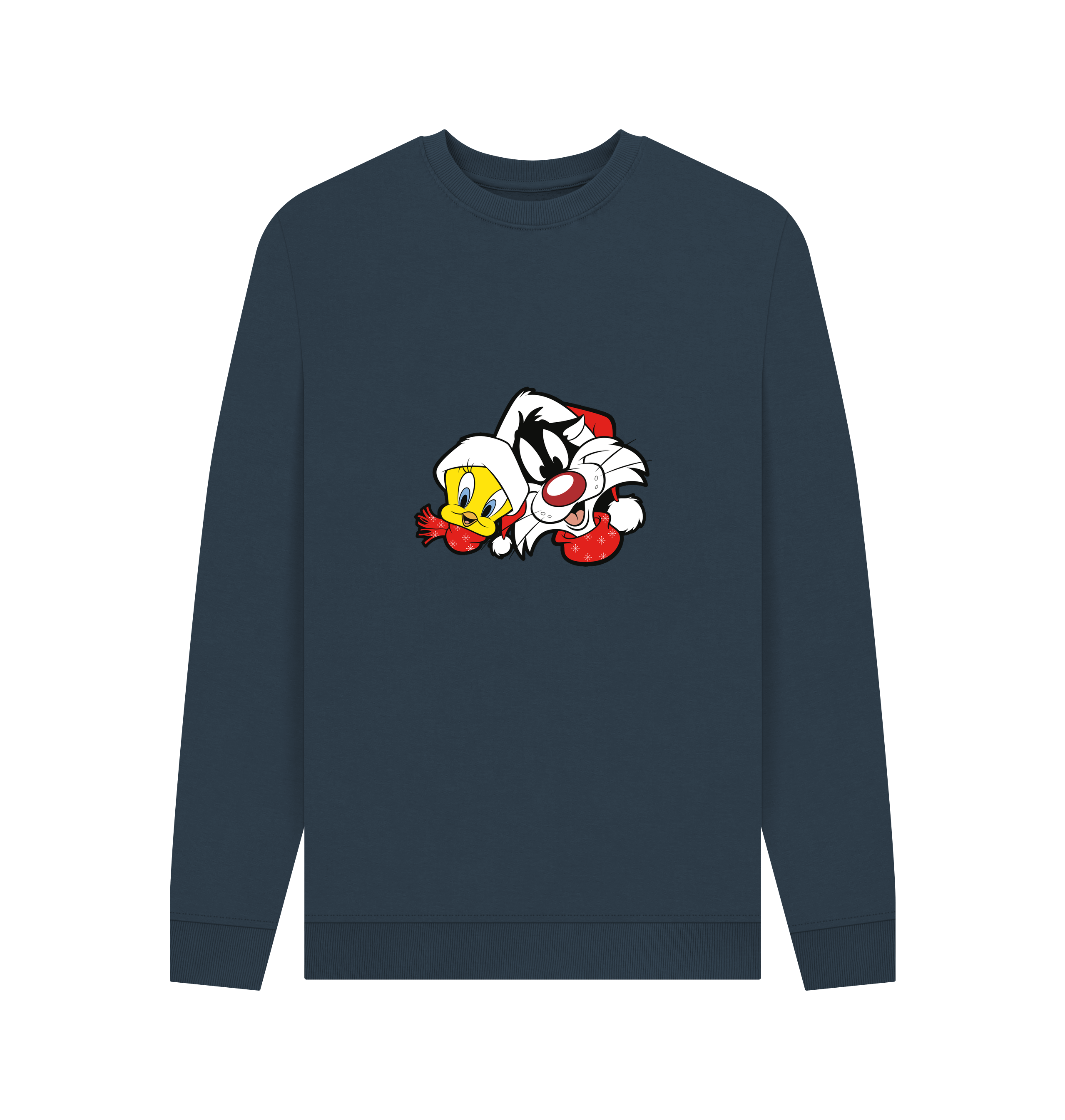 Navy Blue Printed Sweater Front