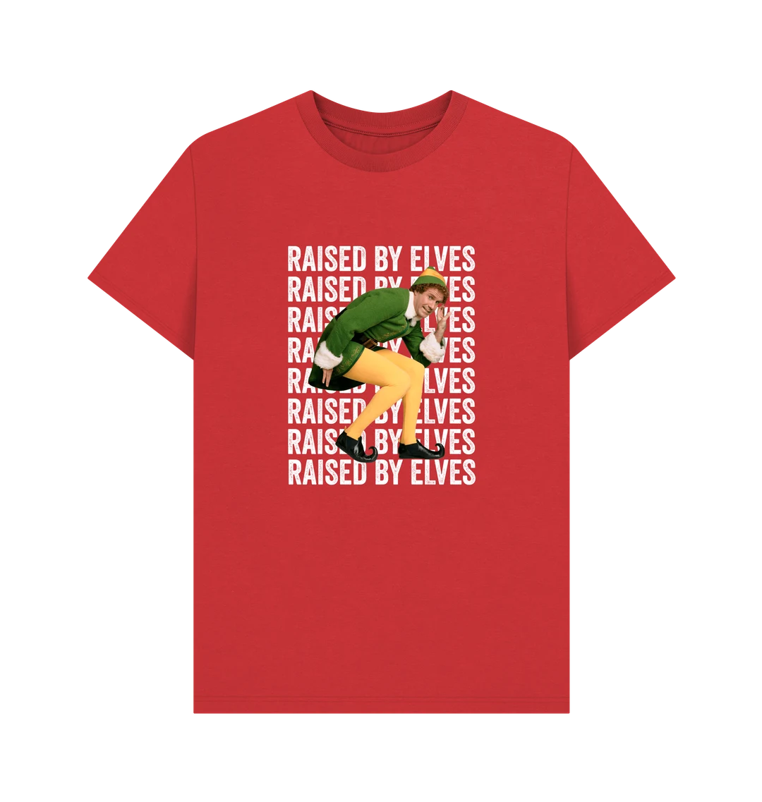 Elf 'Raised By Elves' Graphic Red T-Shirt