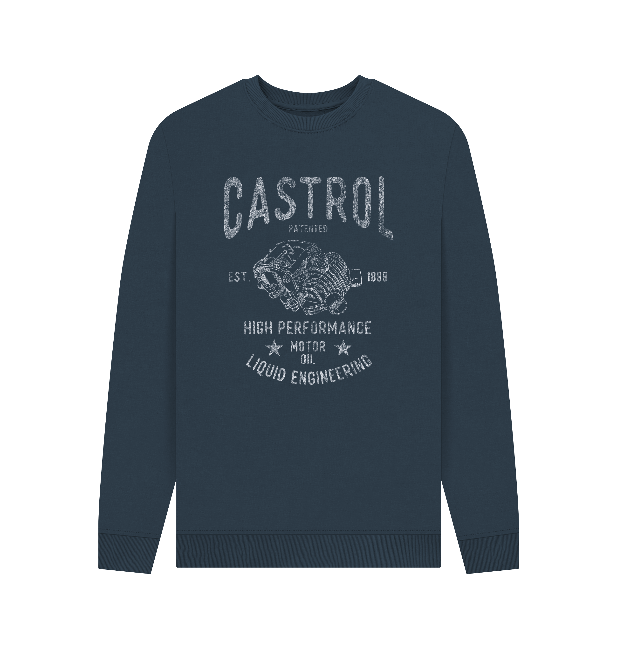 Navy Blue Printed Sweater Front