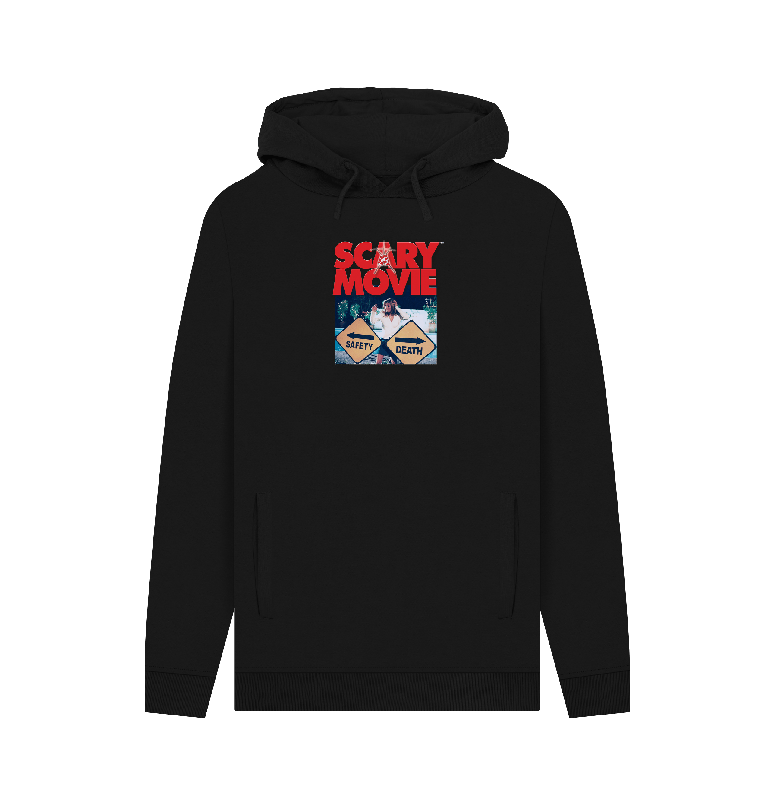 Black Printed Hoody Front