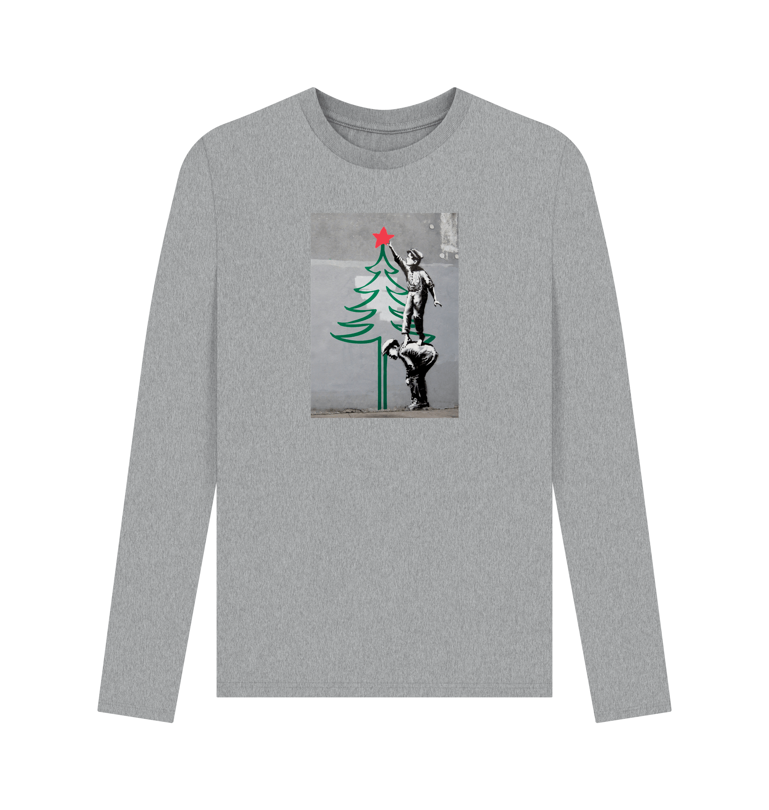 Athletic Grey Printed Long Sleeve T Shirt Front