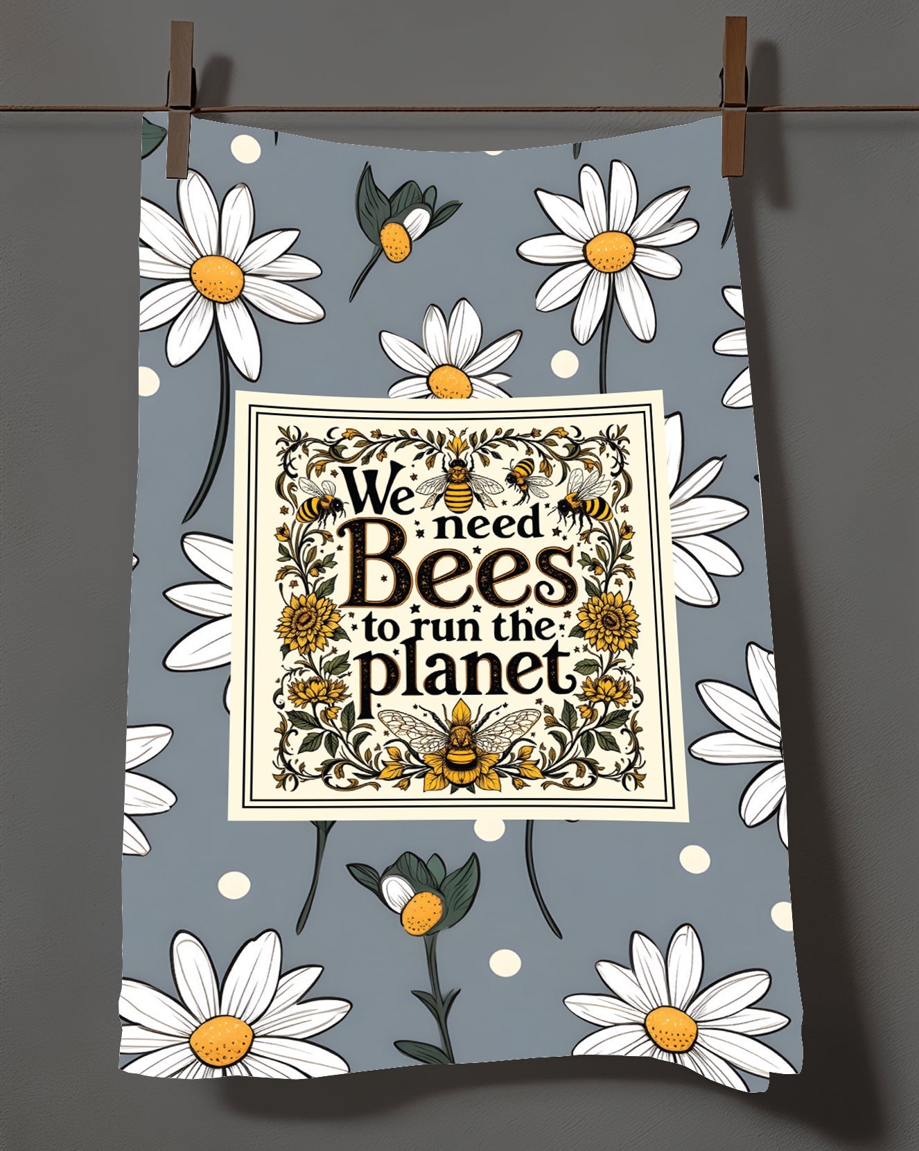 Bees Run the Planet Tea Towel
