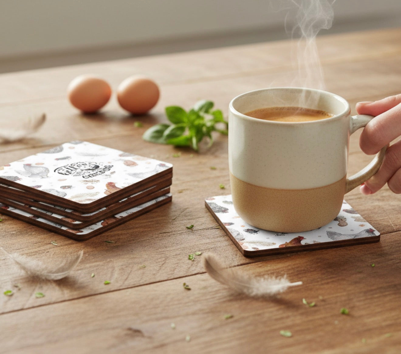 Set of 4 Life Is Better With Chicken Coasters
