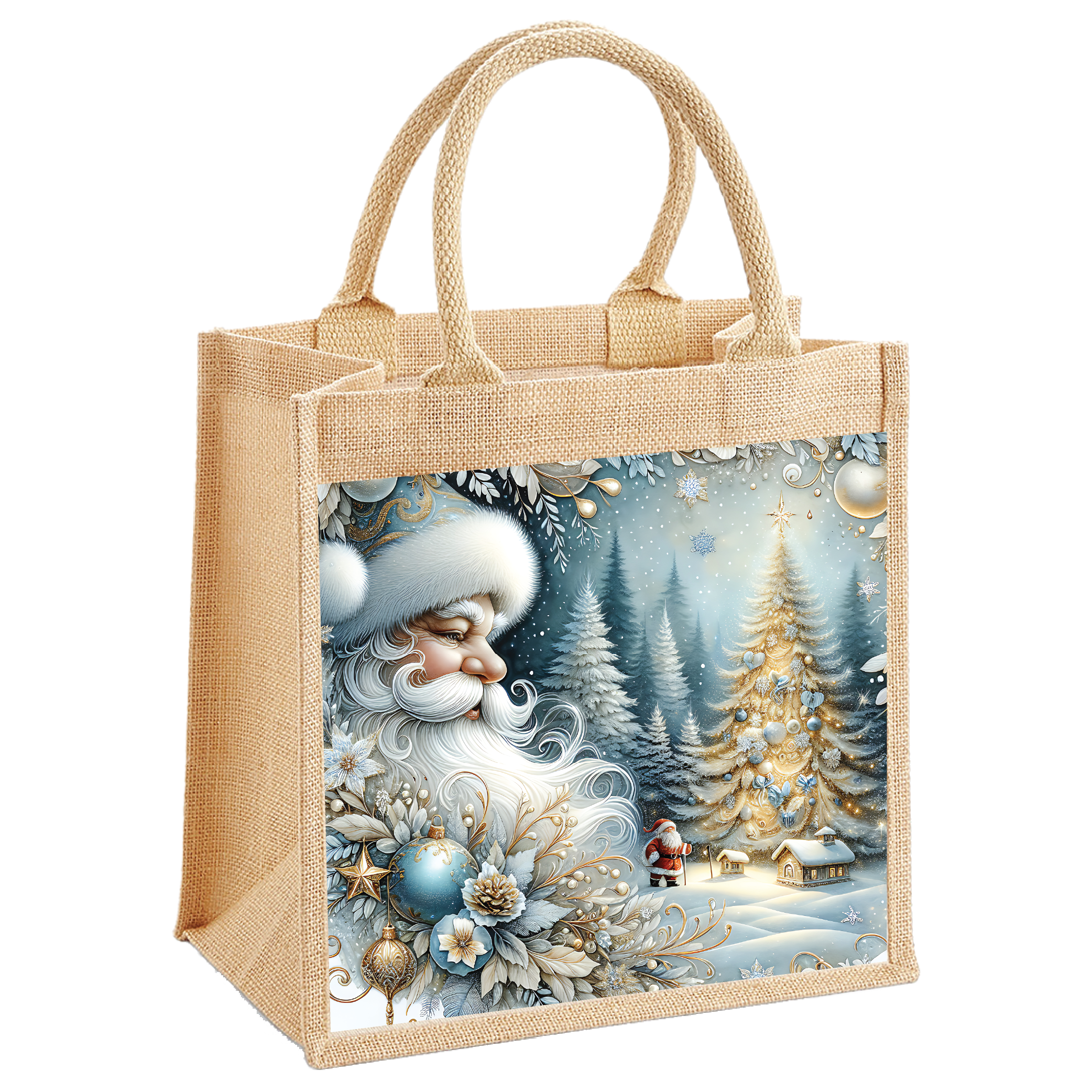 Nordic Santa Face Jute Shopping Bag