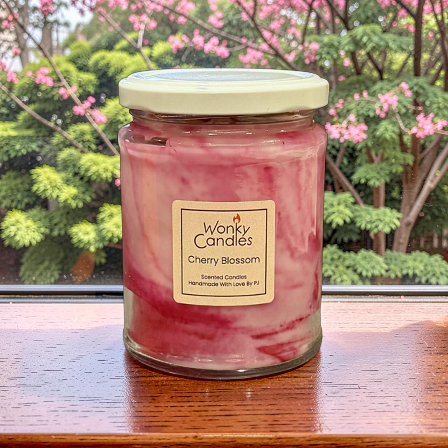 Cherry Blossom Scented Candle by Wonky Candles