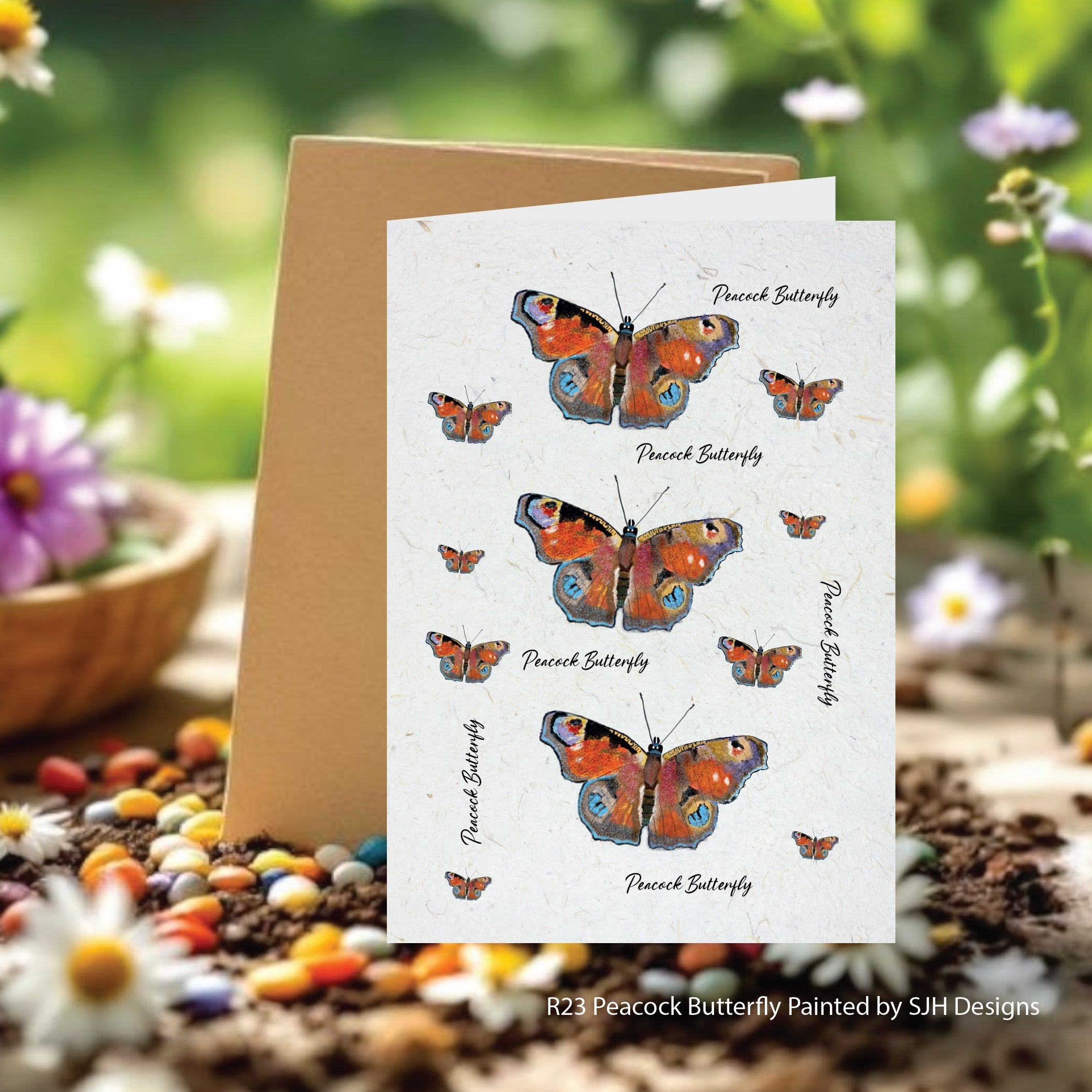 Peacock Butterfly Painted Plantable Seed Cards