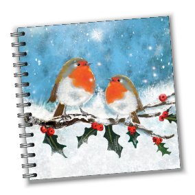 Red Robin on a Holly Branch Sq Notebook