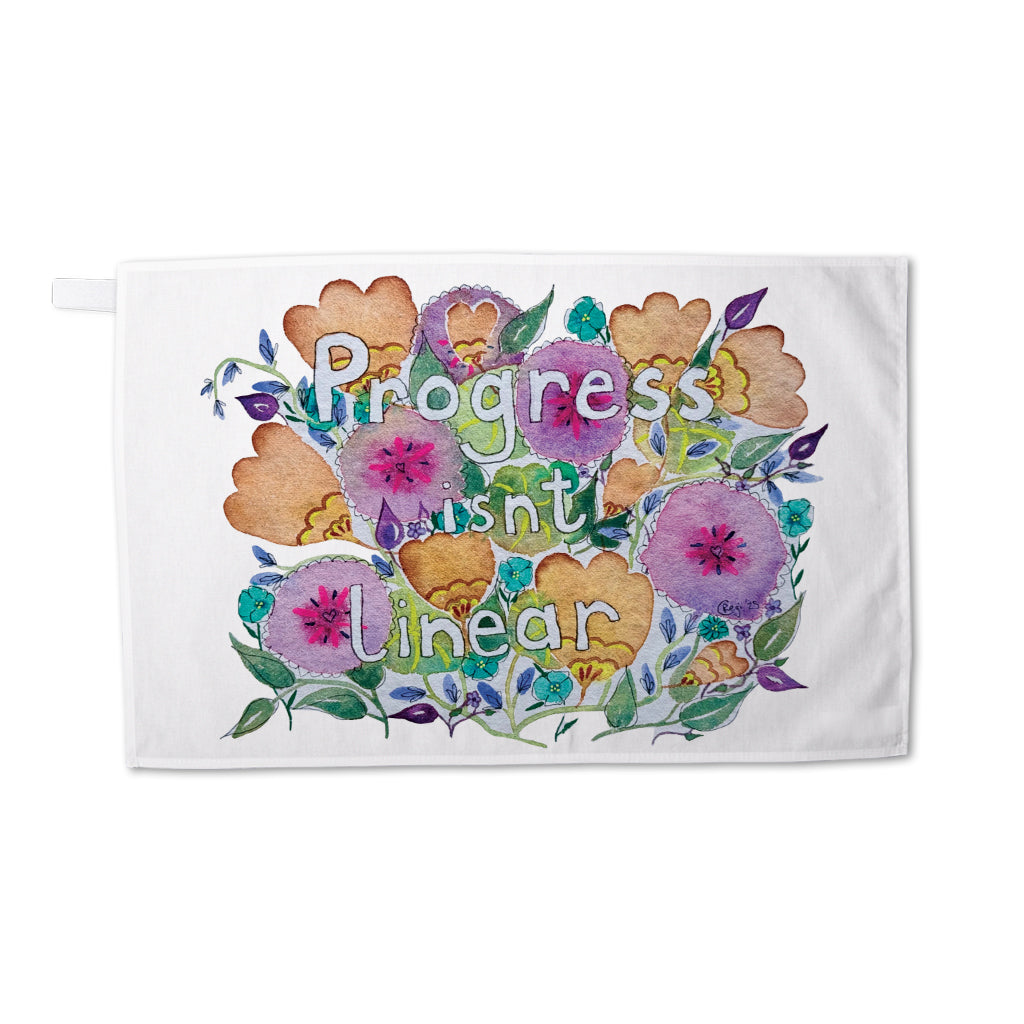 Progress Isn't Linear by Badibidu Tea Towel
