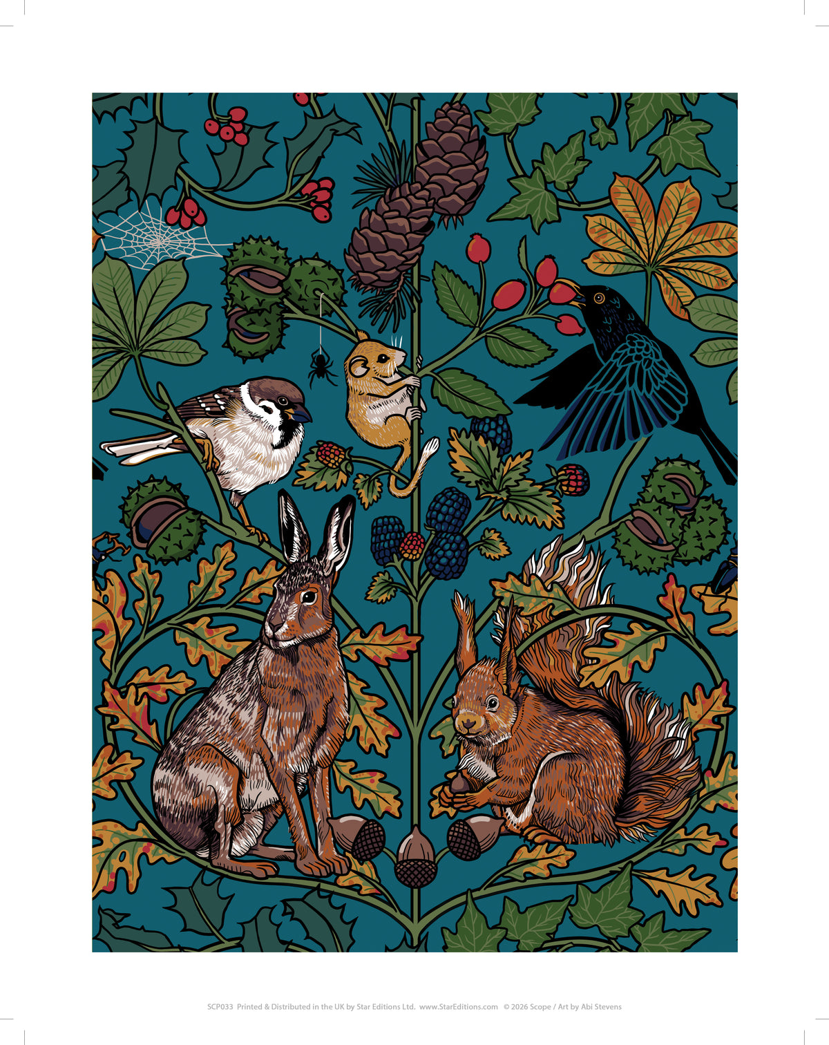 Enchanted Woodland by Abi Stevens | Charity Woodland Animals Art Print (Unframed)