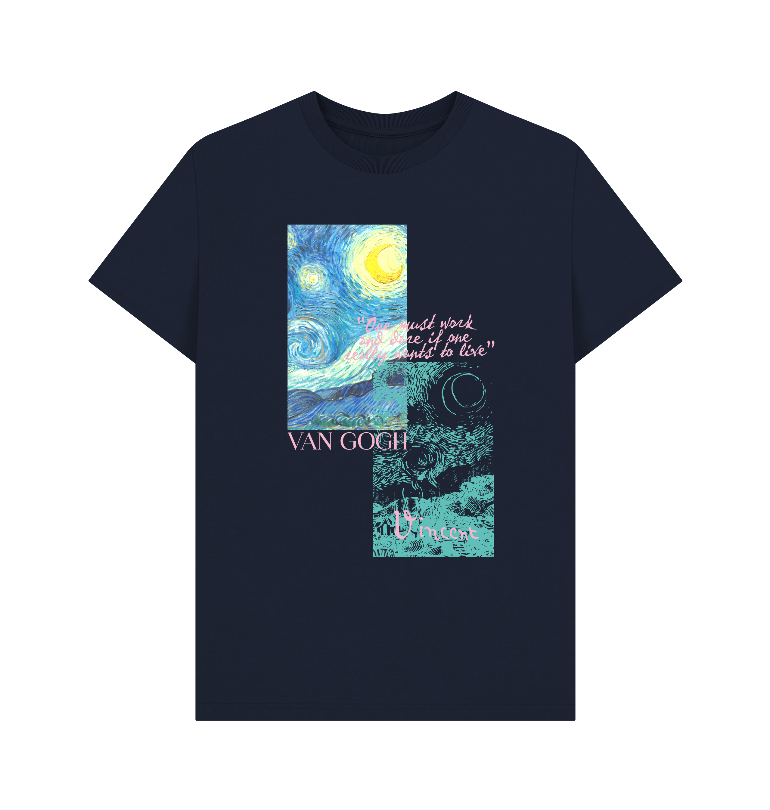 Navy Blue Printed T-shirt Front