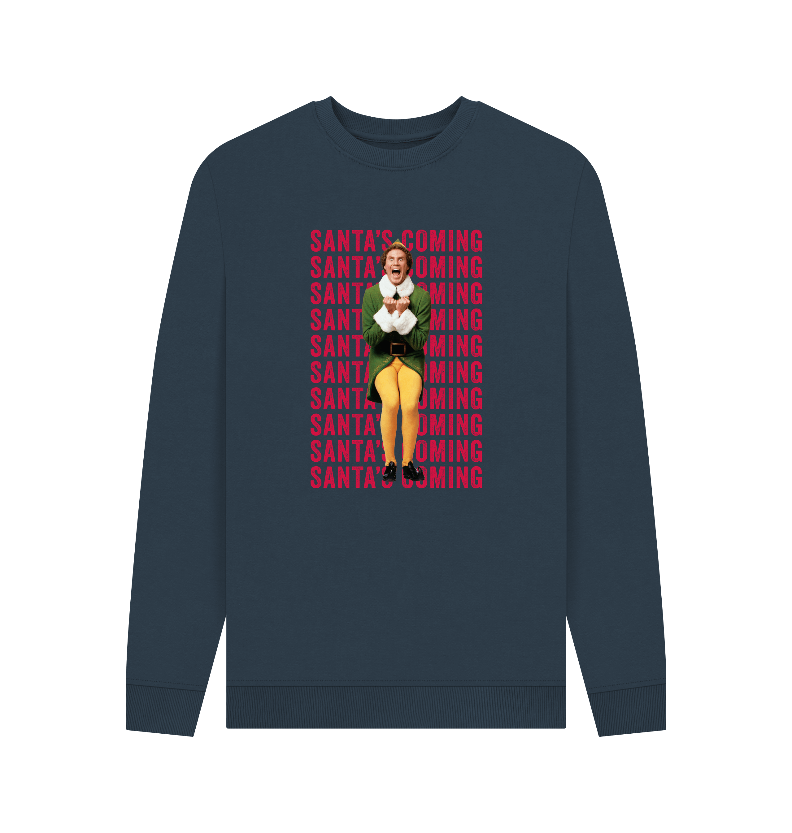 Navy Blue Printed Sweater Front