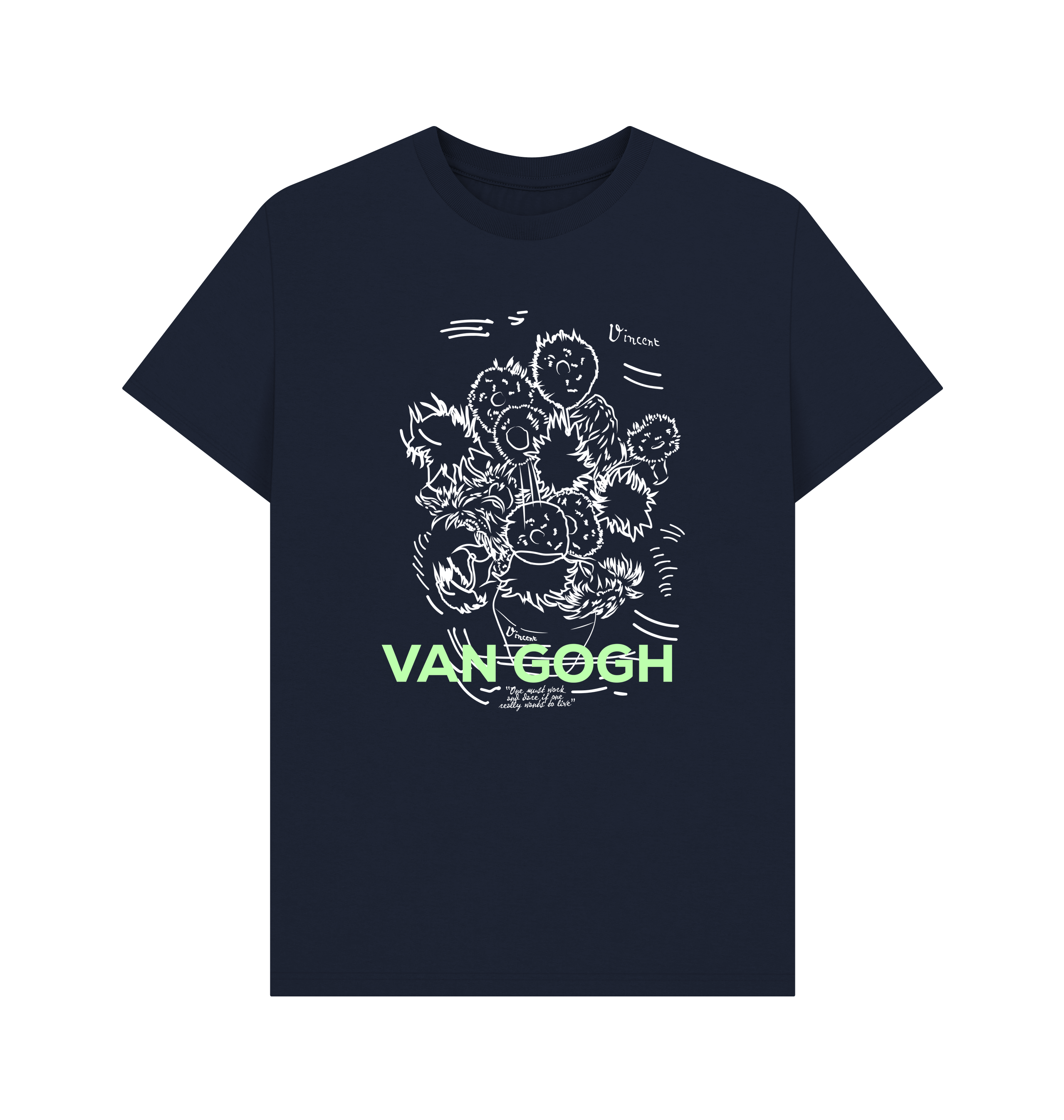 Navy Blue Printed T-shirt Front