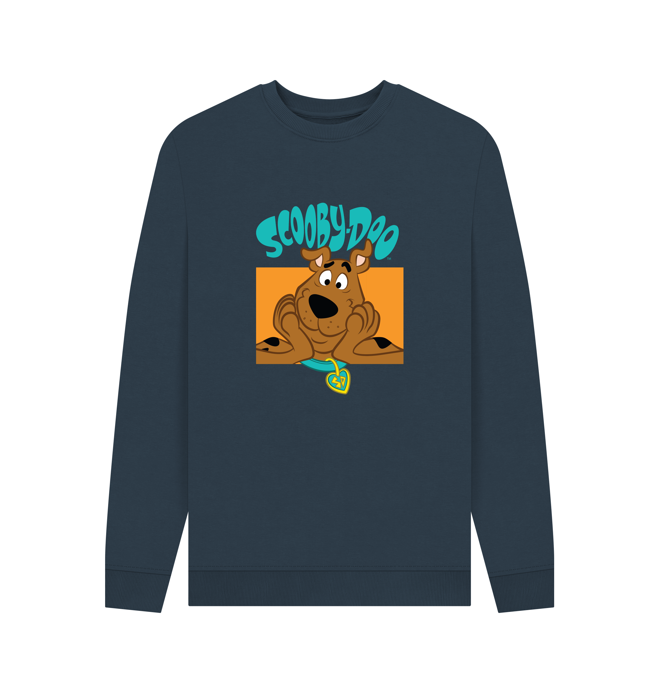 Navy Blue Printed Sweater Front