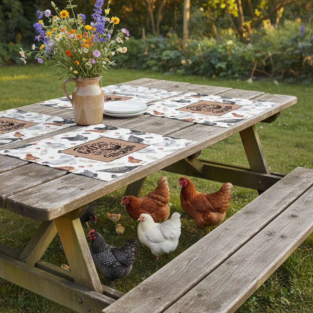 Life is Better With Chickens Set of 4 Linen Placemats