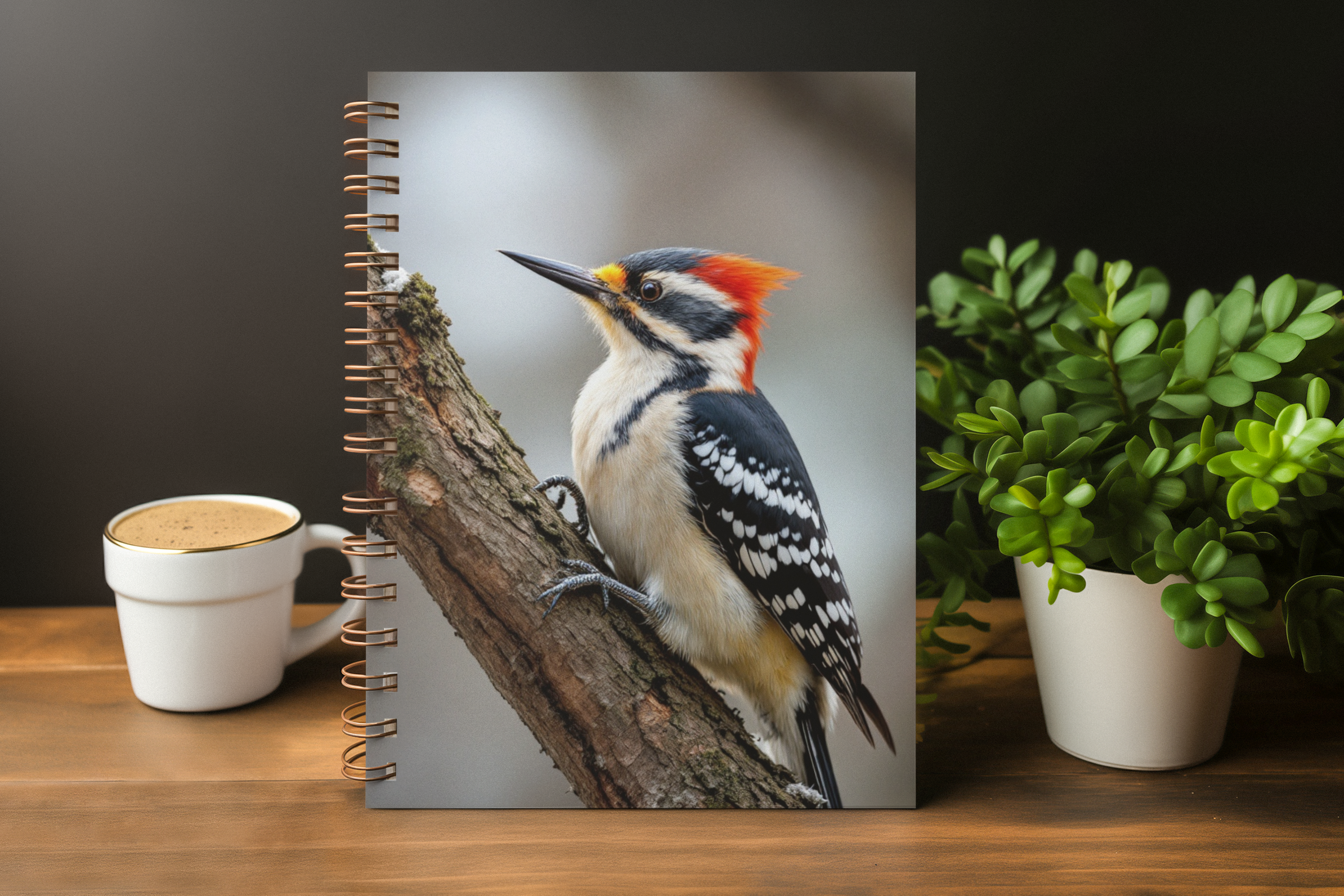 Woodpecker on a Branch A5 Lined Notebook