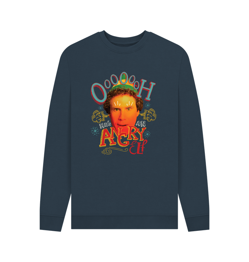 Navy Blue Printed Sweater Front