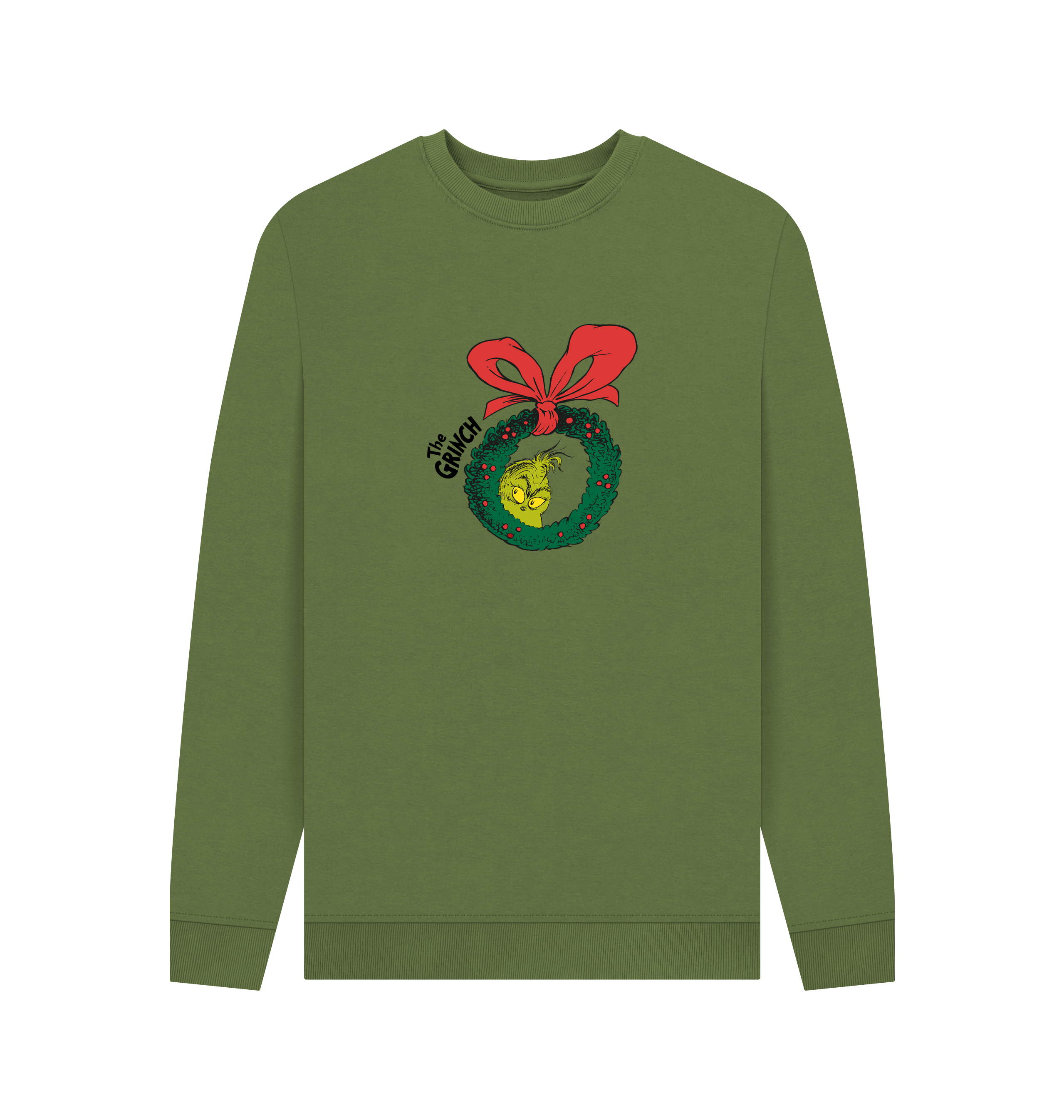 Khaki Printed Sweater Front