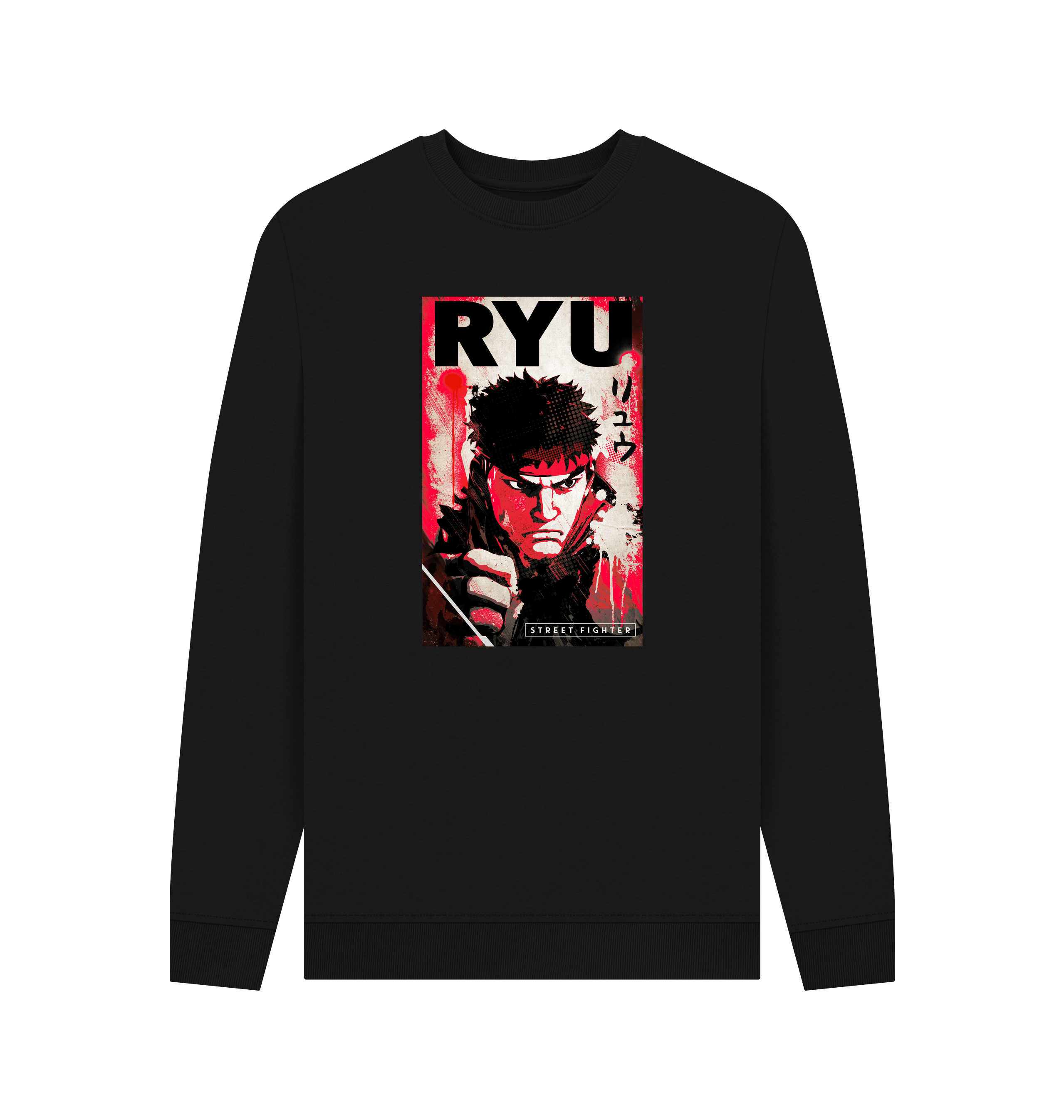 Black Printed Sweater Front