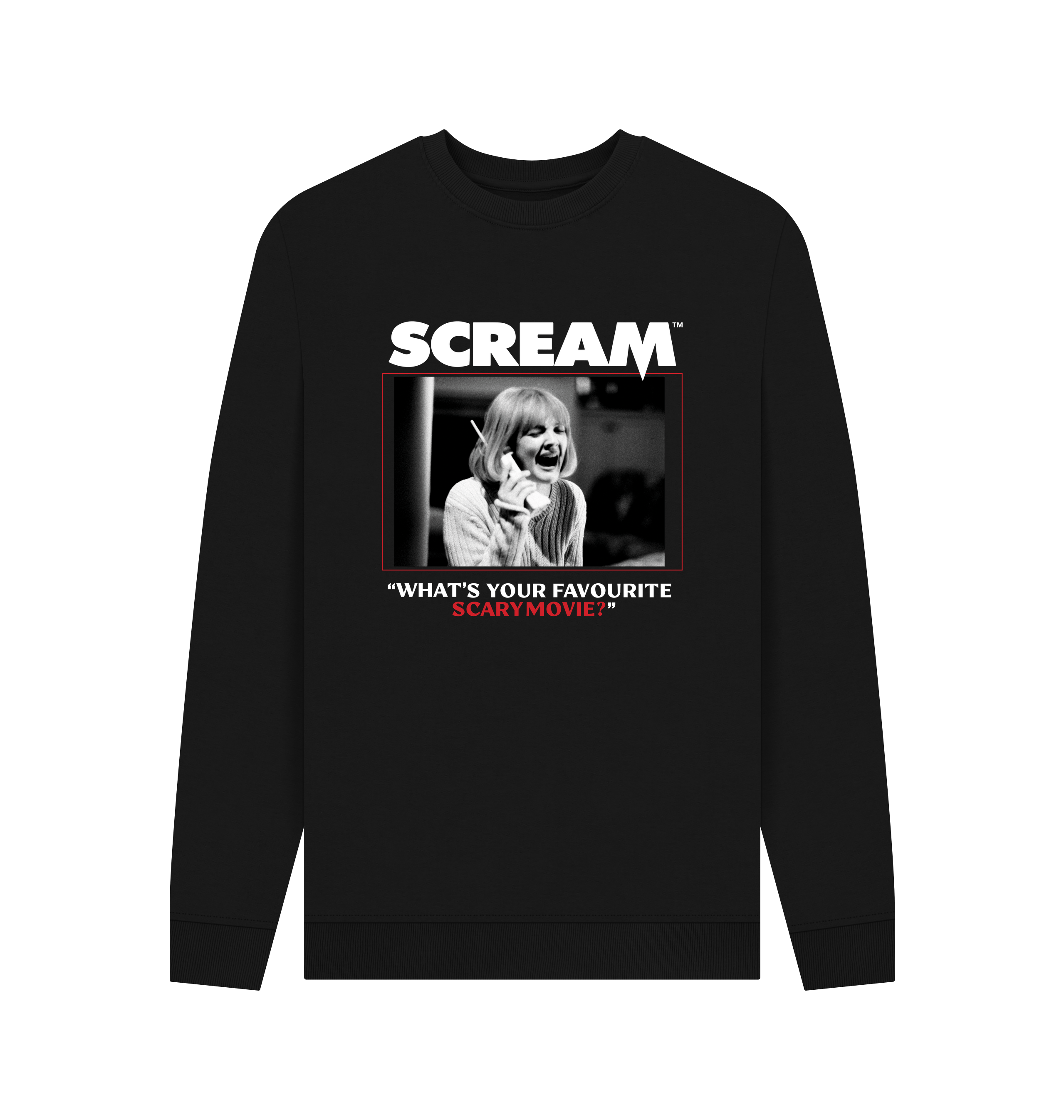 Black Printed Sweater Front