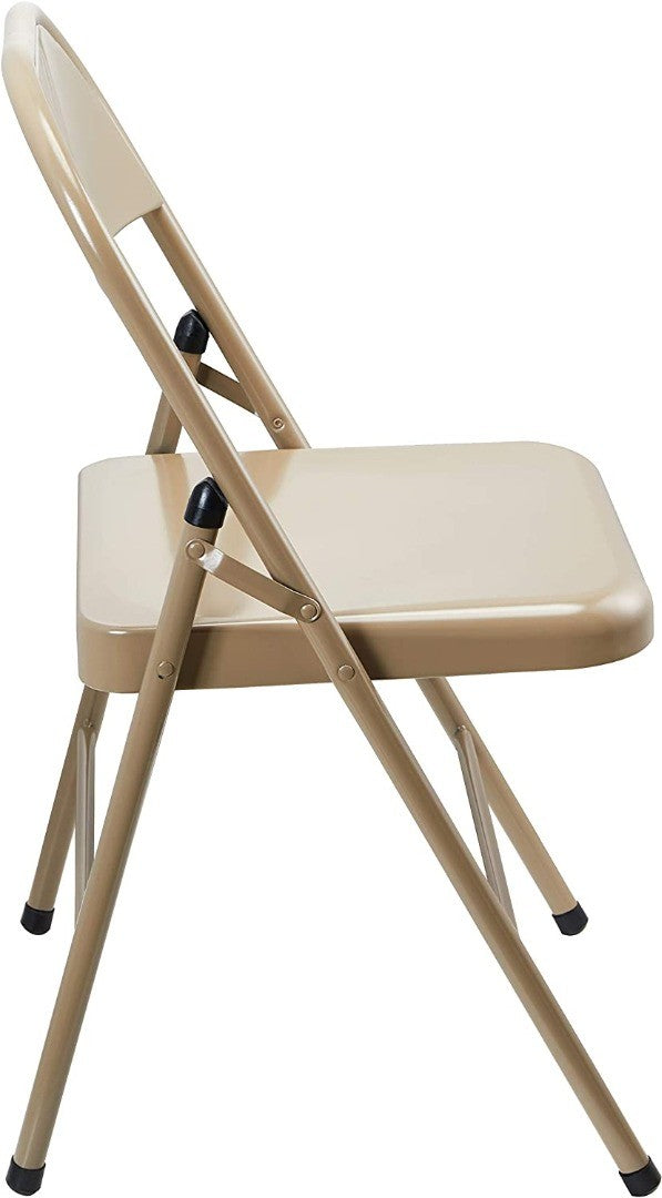 4 x Beige LeChamp 2pcs Steel Folding Chairs