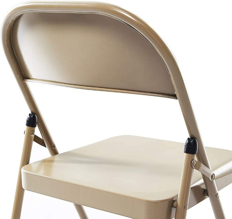 4 x Beige LeChamp 2pcs Steel Folding Chairs