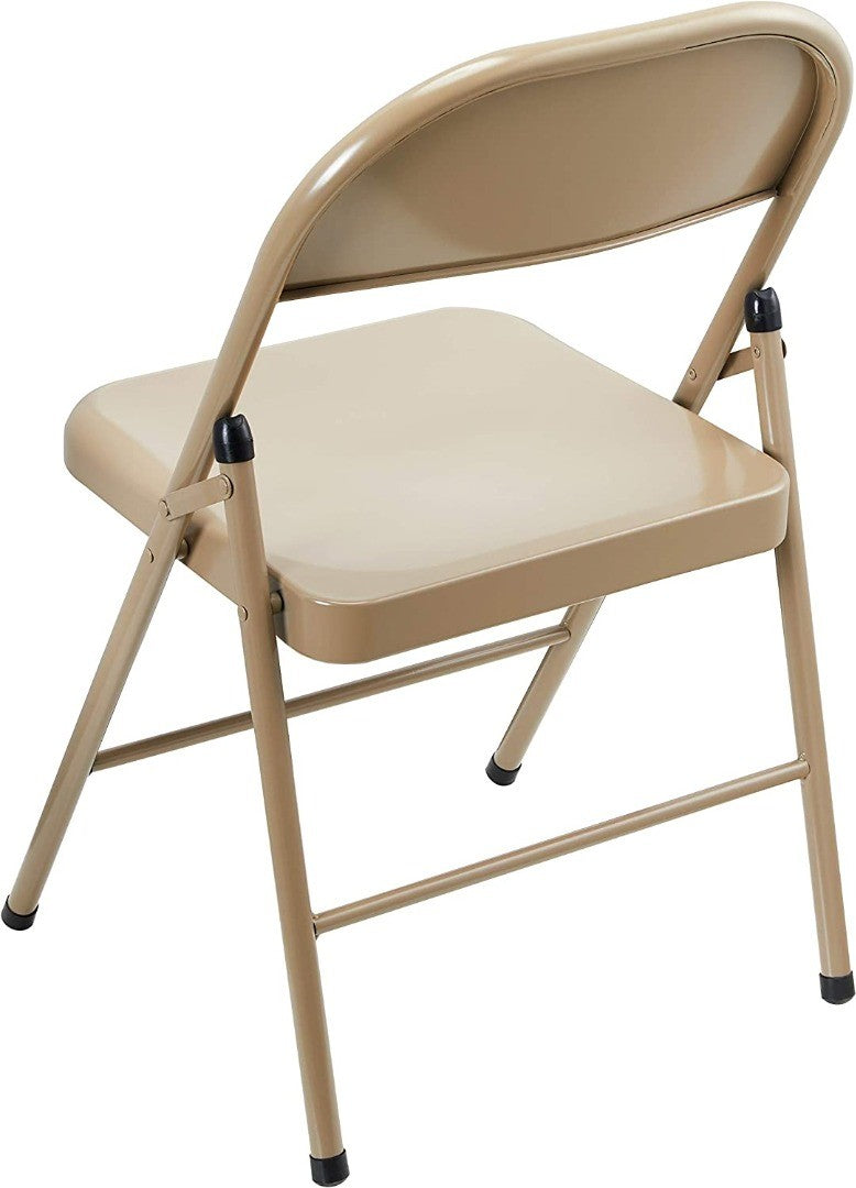 4 x Beige LeChamp 2pcs Steel Folding Chairs