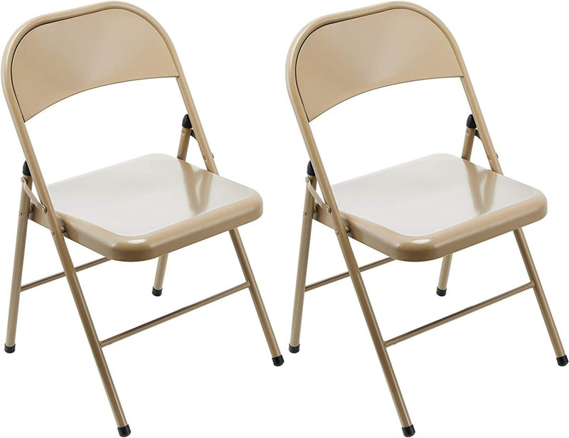 4 x Beige LeChamp 2pcs Steel Folding Chairs