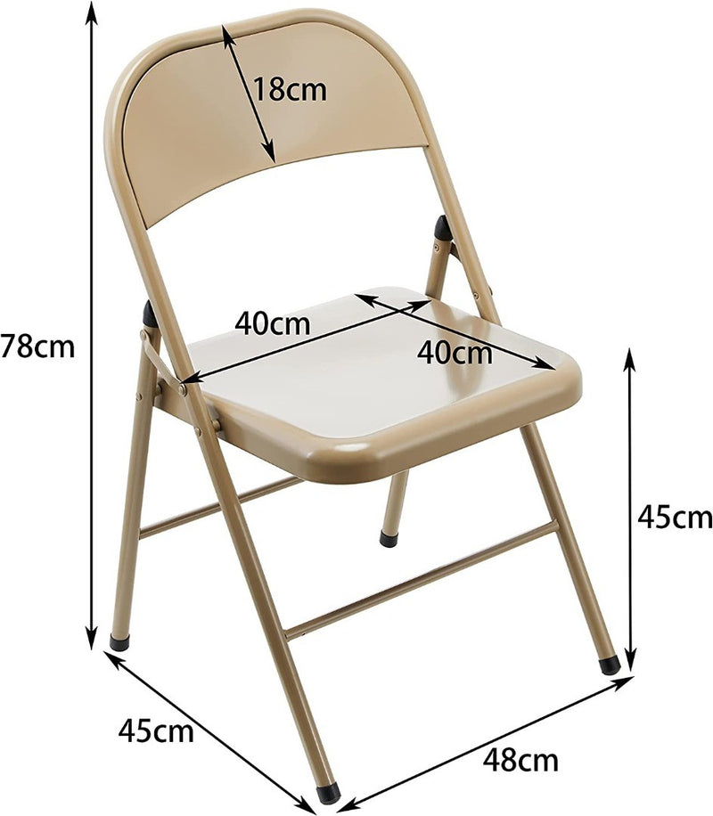 4 x Beige LeChamp 2pcs Steel Folding Chairs