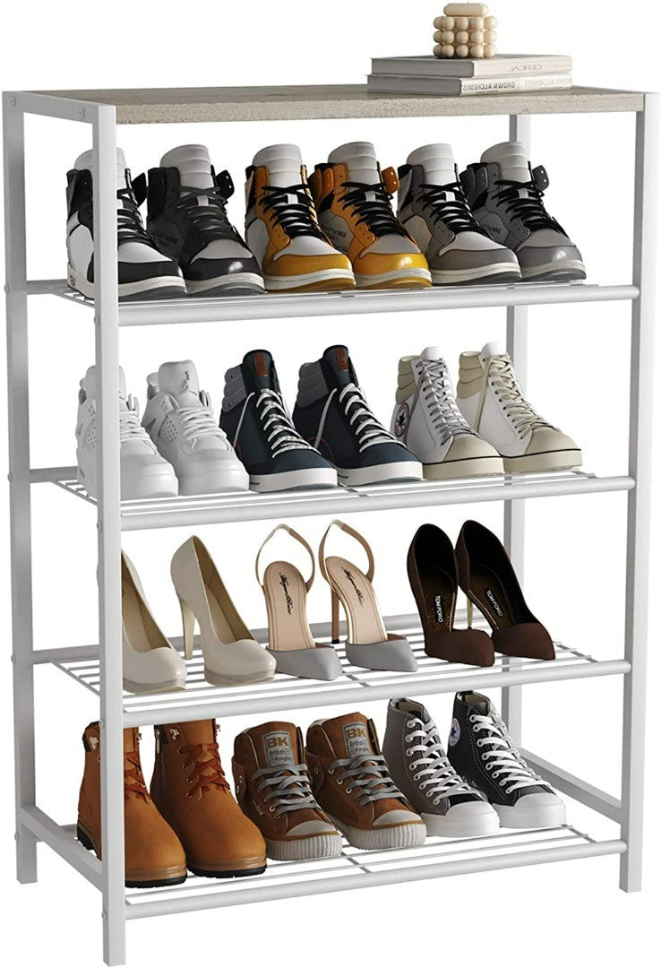 5-Tier Metal Shoe Storage r for Closet, White -