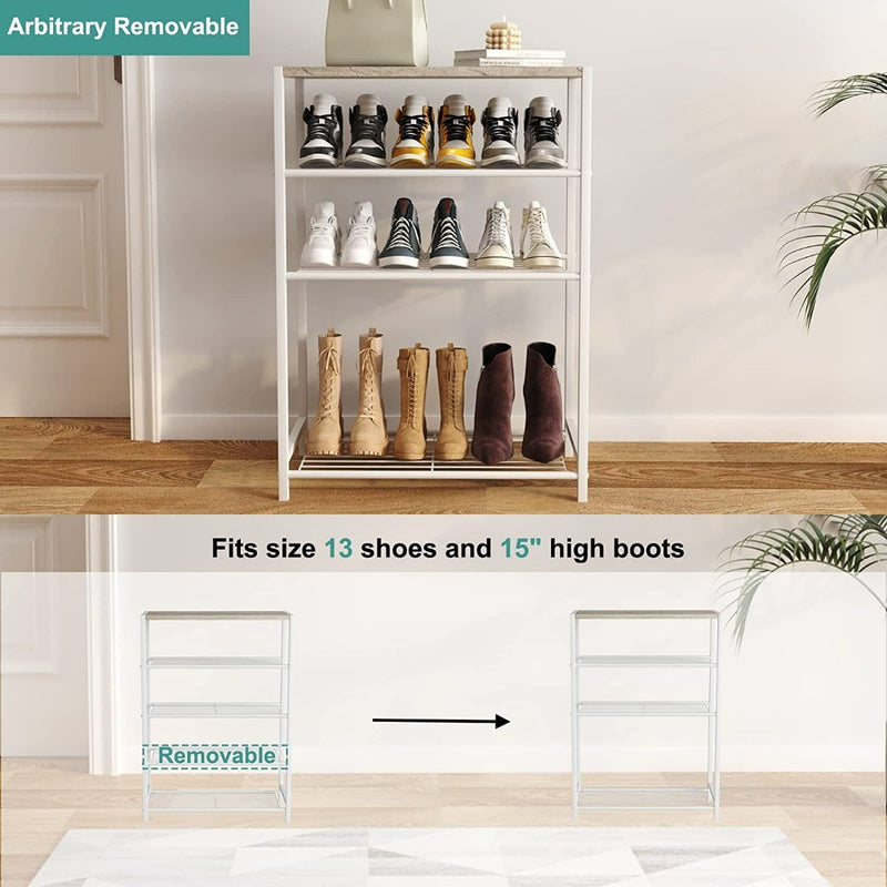 5-Tier Metal Shoe Storage r for Closet, White -