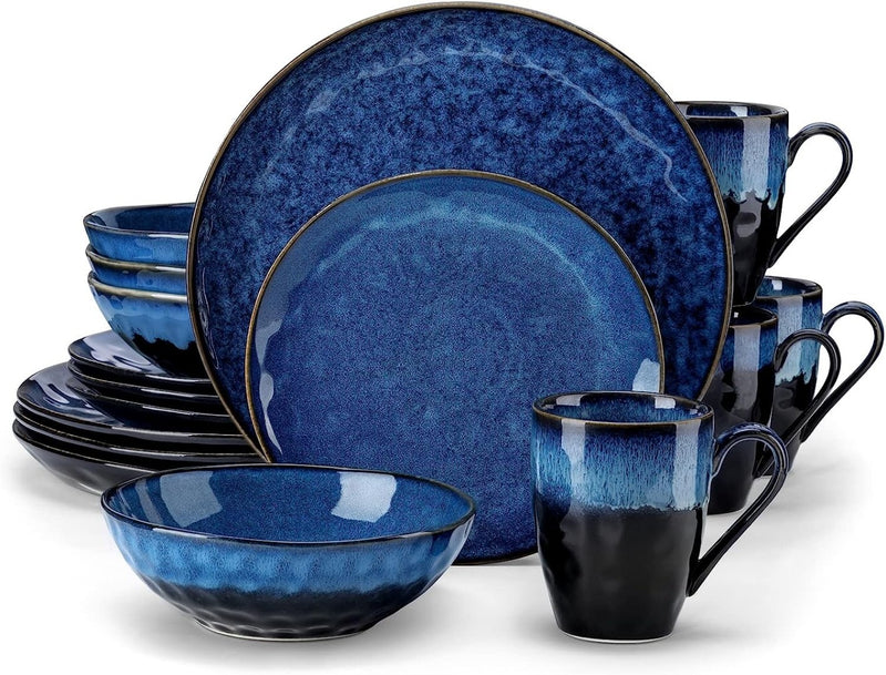 16pc Dinnerware Set 'Starry Blue' Plates, Bowls & Mugs