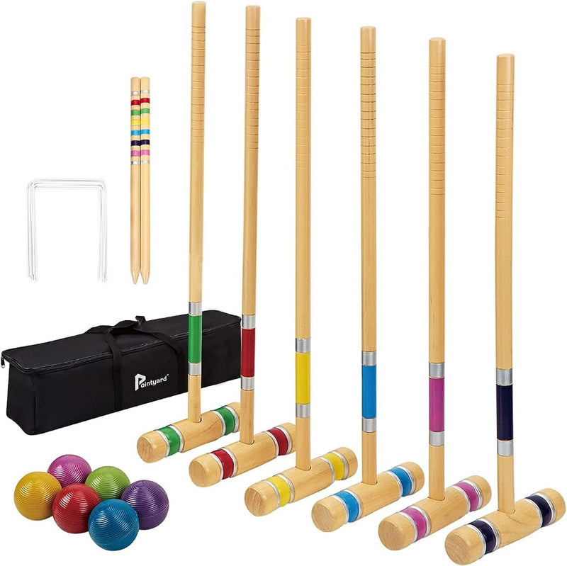 Pointyard 28" Six Player Croquet Set with Carry Bag