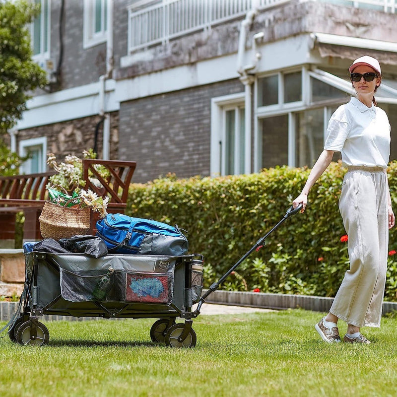 Folding Trolley Cart on Wheels 100kg Capacity Collapsible Wagon