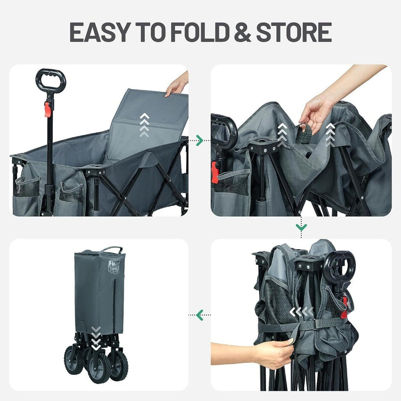 Folding Trolley Cart on Wheels 100kg Capacity Collapsible Wagon