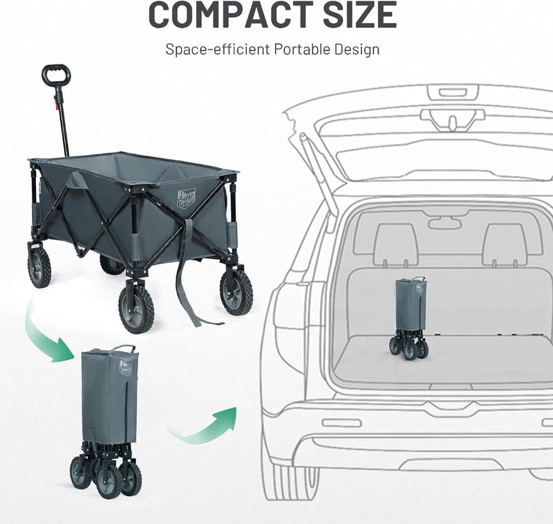 Folding Trolley Cart on Wheels 100kg Capacity Collapsible Wagon