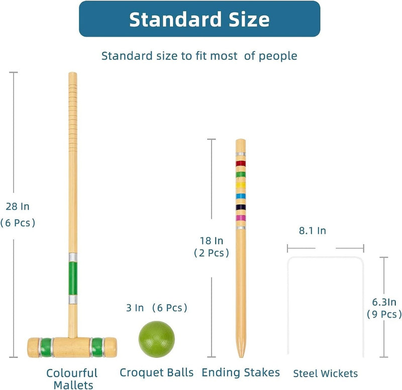 6-Player Croquet Set for Outdoors POINTYARD