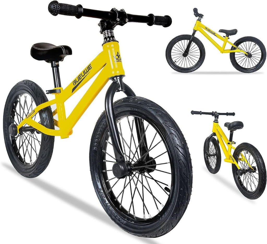 Bueuwe 16 inch Balance Bike for 38 Years No Pedal Kids Bike Yellow