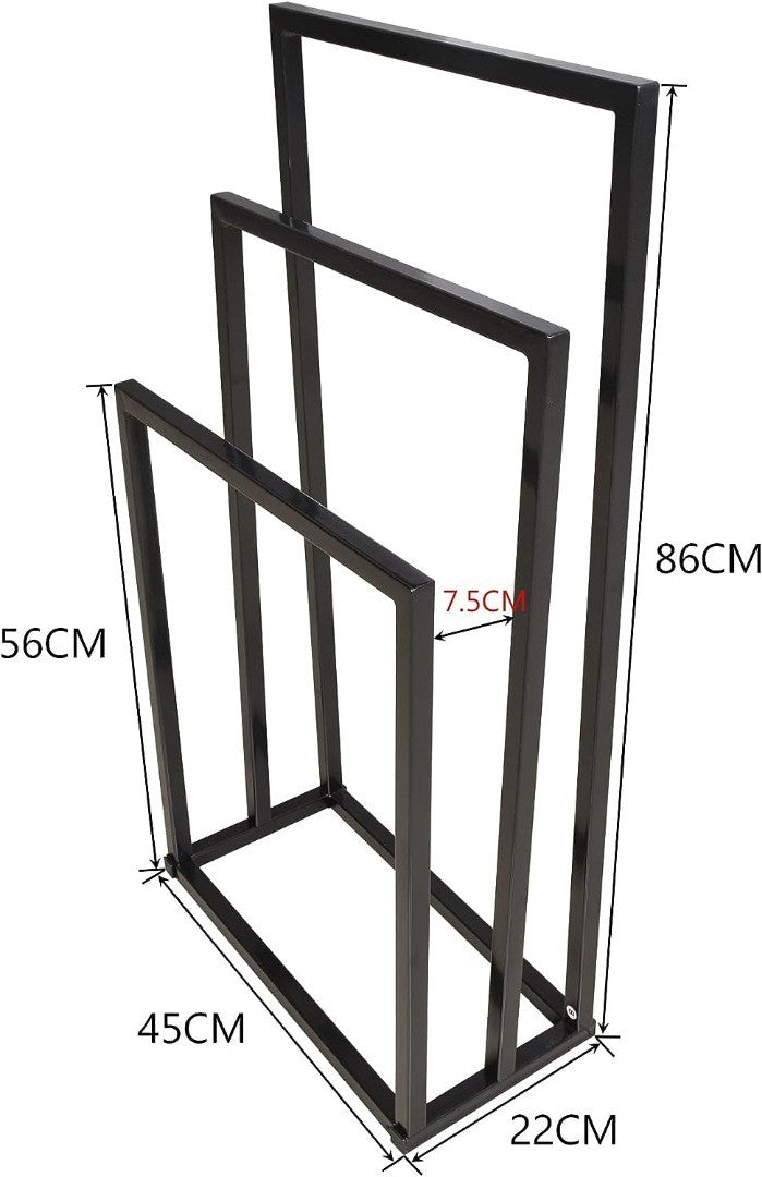 3 Tier Freestanding Towel Rail Rack Stand,Metal Holder and Drying Bathroom