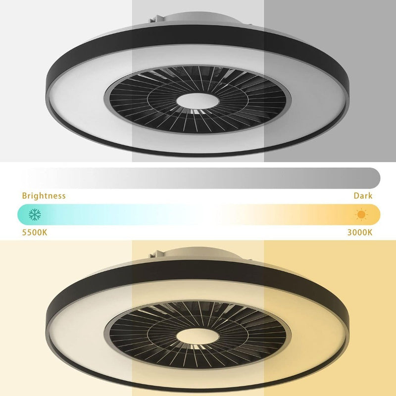 Smart LED Ceiling Light with Fan Stepless&Wind Speed Adjustment Black Frame BKZO